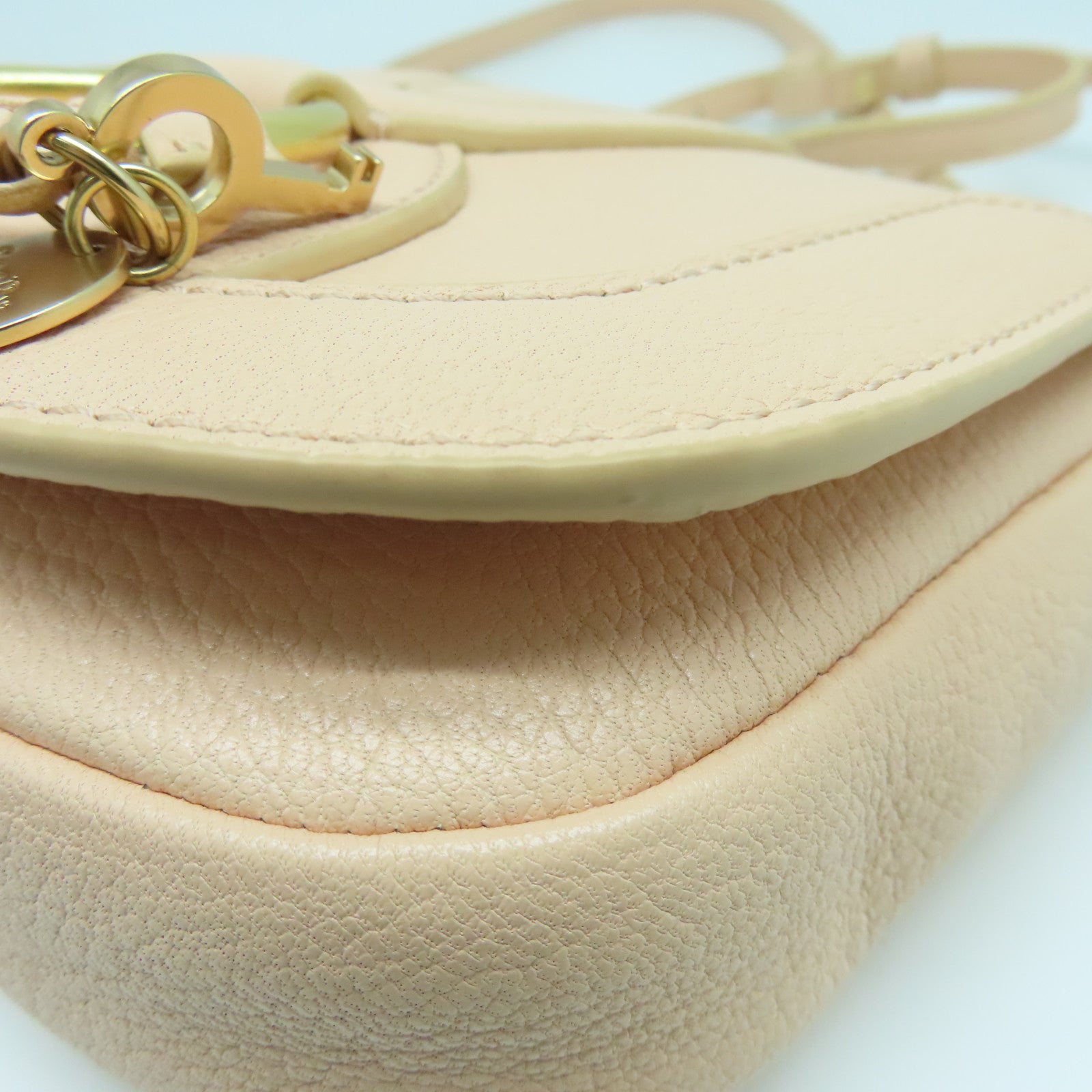SEE BY CHLOE Leather Shoulder Bag Gold Buckle Pink