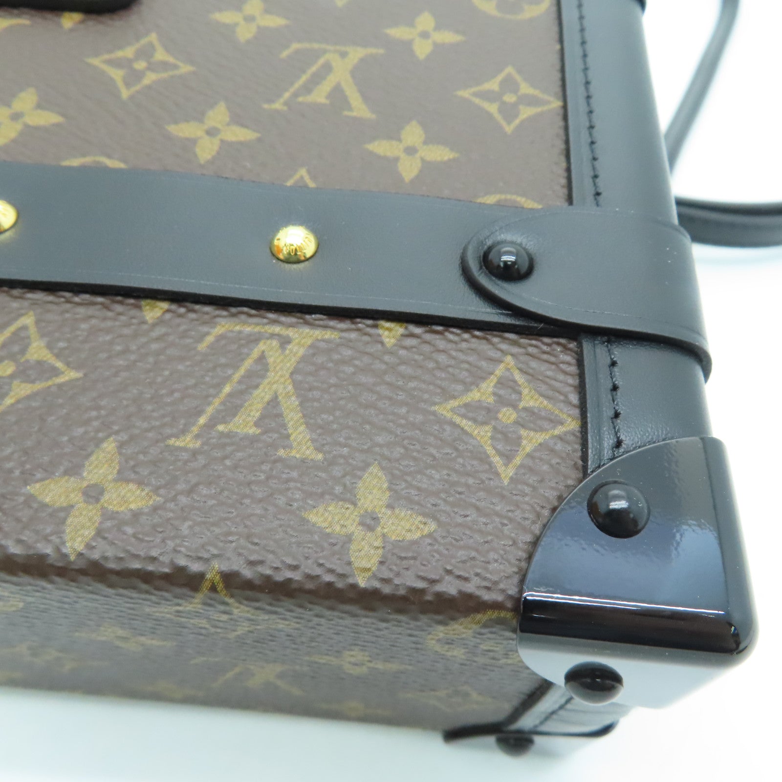 LOUIS VUITTON Monogram Petite Malle Gold Buckle Shoulder Bag Brown/Black