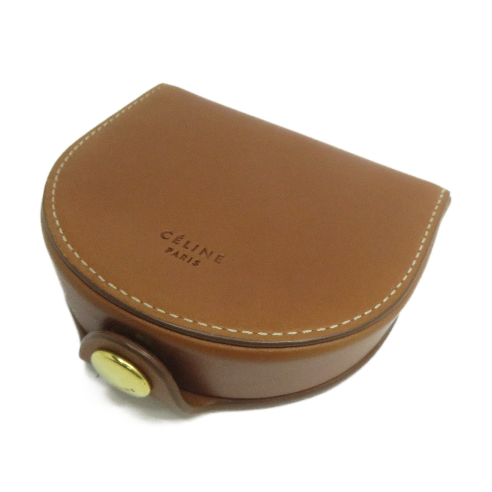 CELINE 牛皮皮革Coin Purse金扣零錢包啡色