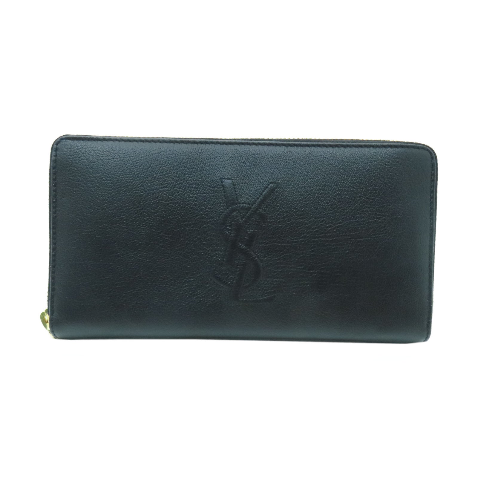 YVES SAINT LAURENT 牛皮皮革Long Wallet金扣長錢包黑色