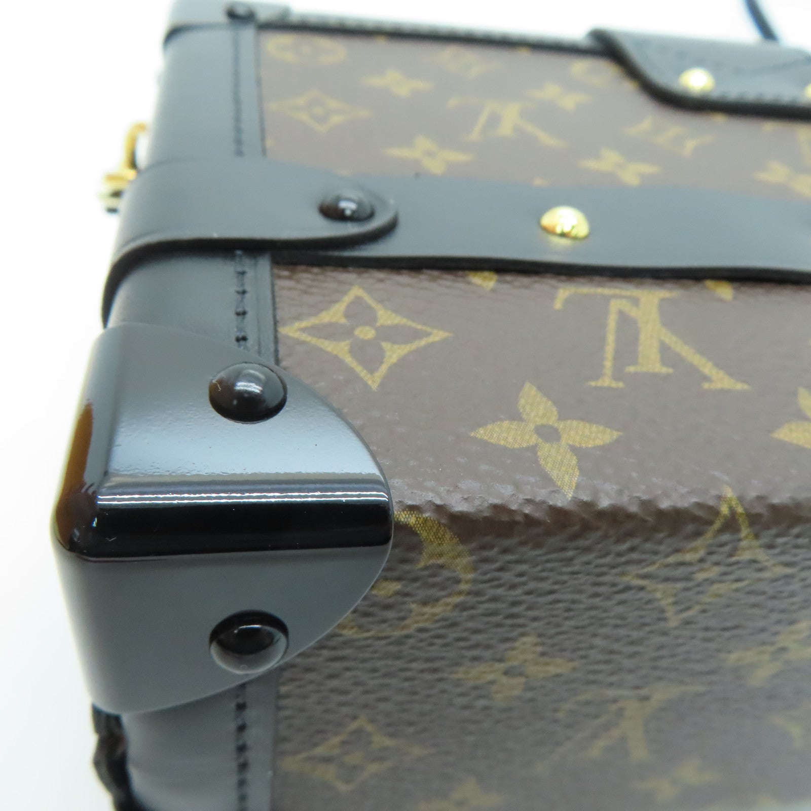 LOUIS VUITTON Monogram Petite Malle Gold Buckle Shoulder Bag Brown/Black