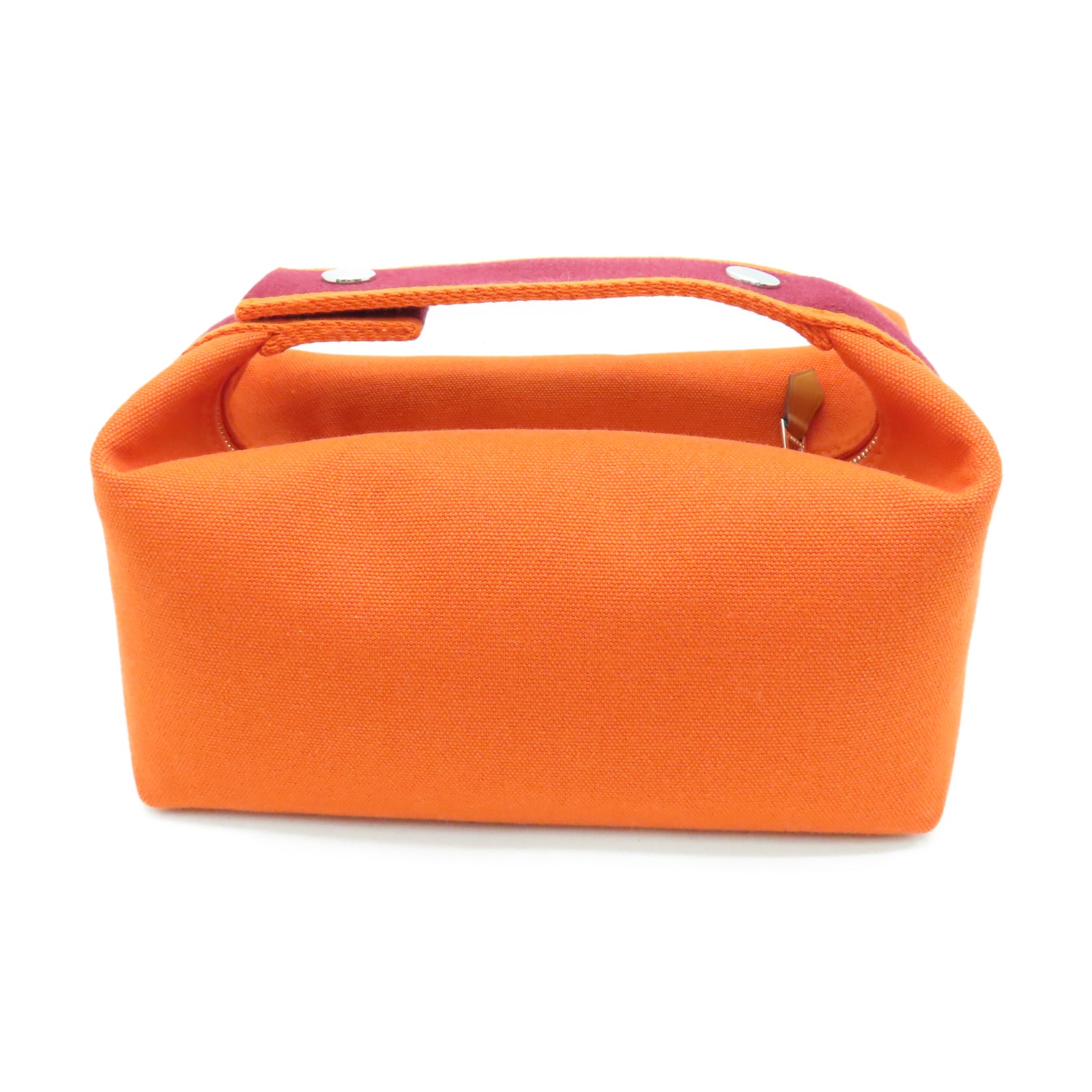 HERMES 帆布Bride A Brac銀扣手挽袋橙色
