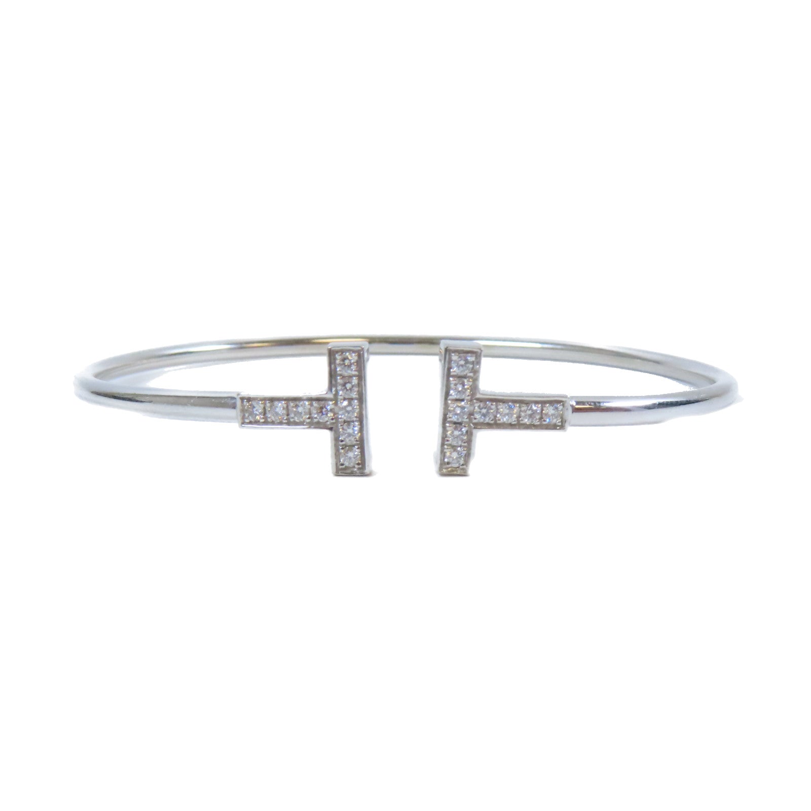 TIFFANY＆CO 18K白金T Wire手鐲銀色