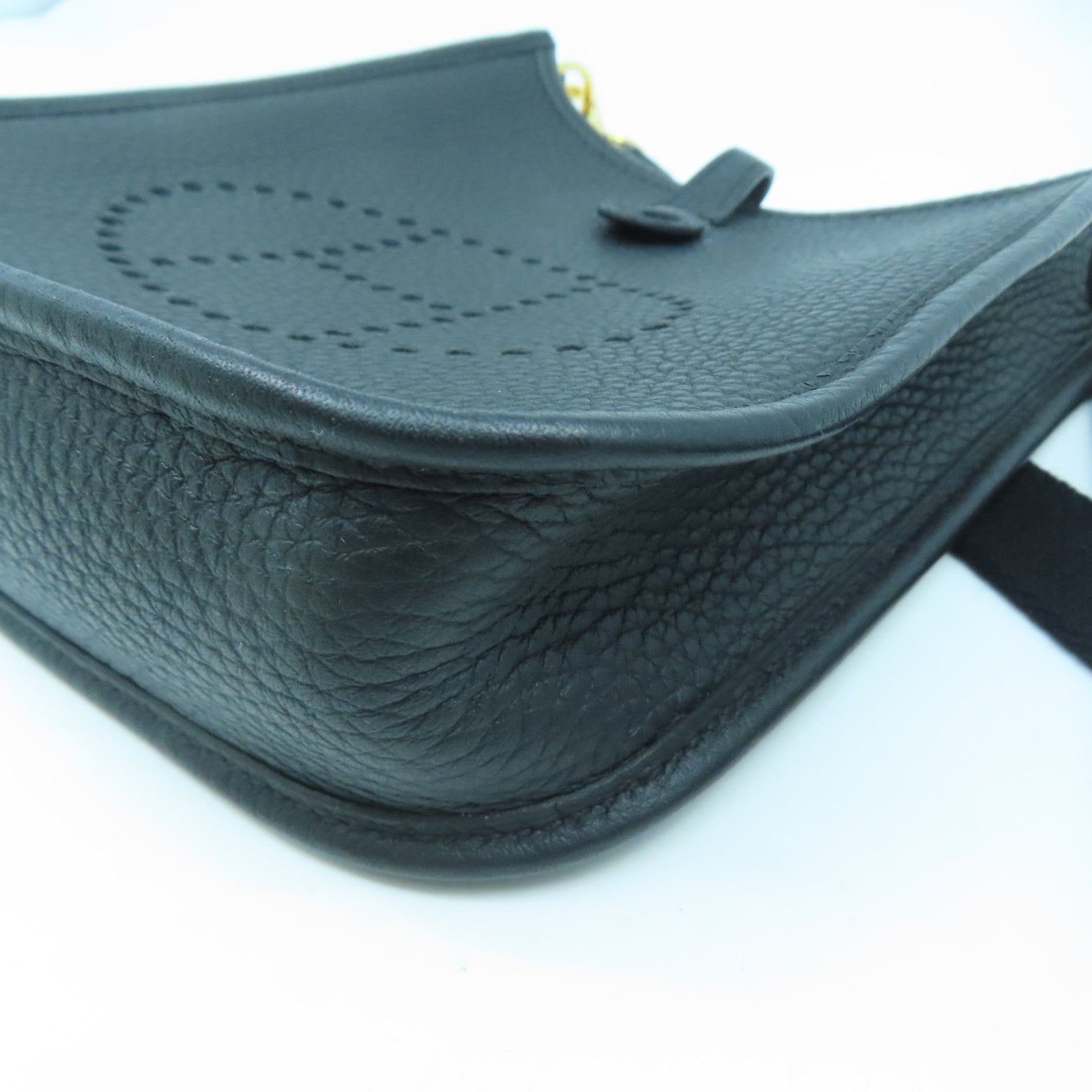 HERMES Leather Evelyne TPM Gold Buckle Shoulder Bag Black