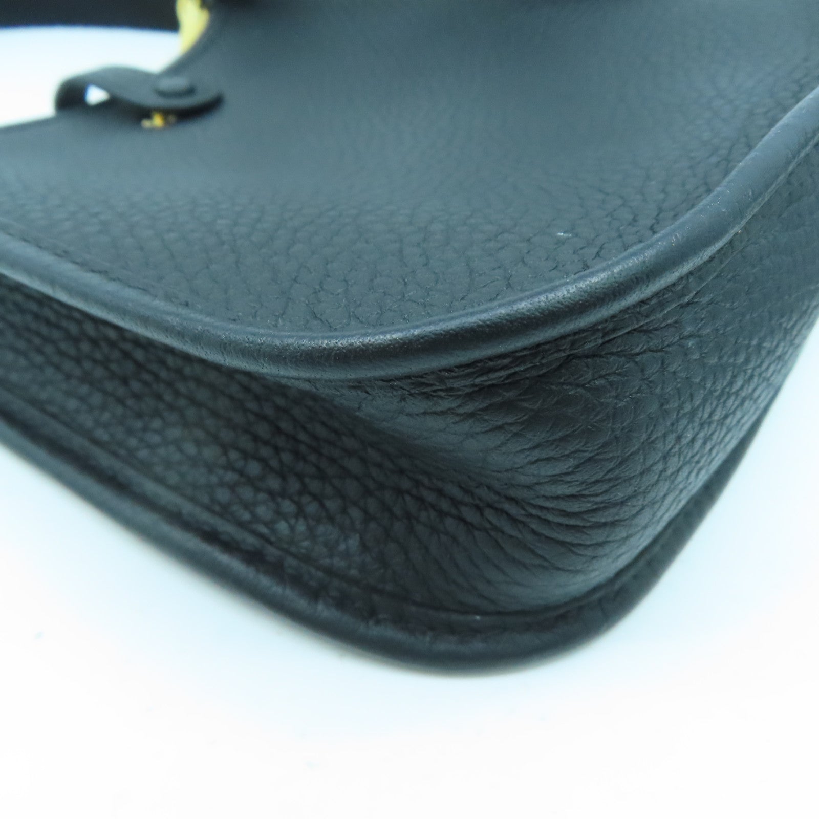 HERMES Leather Evelyne TPM Gold Buckle Shoulder Bag Black