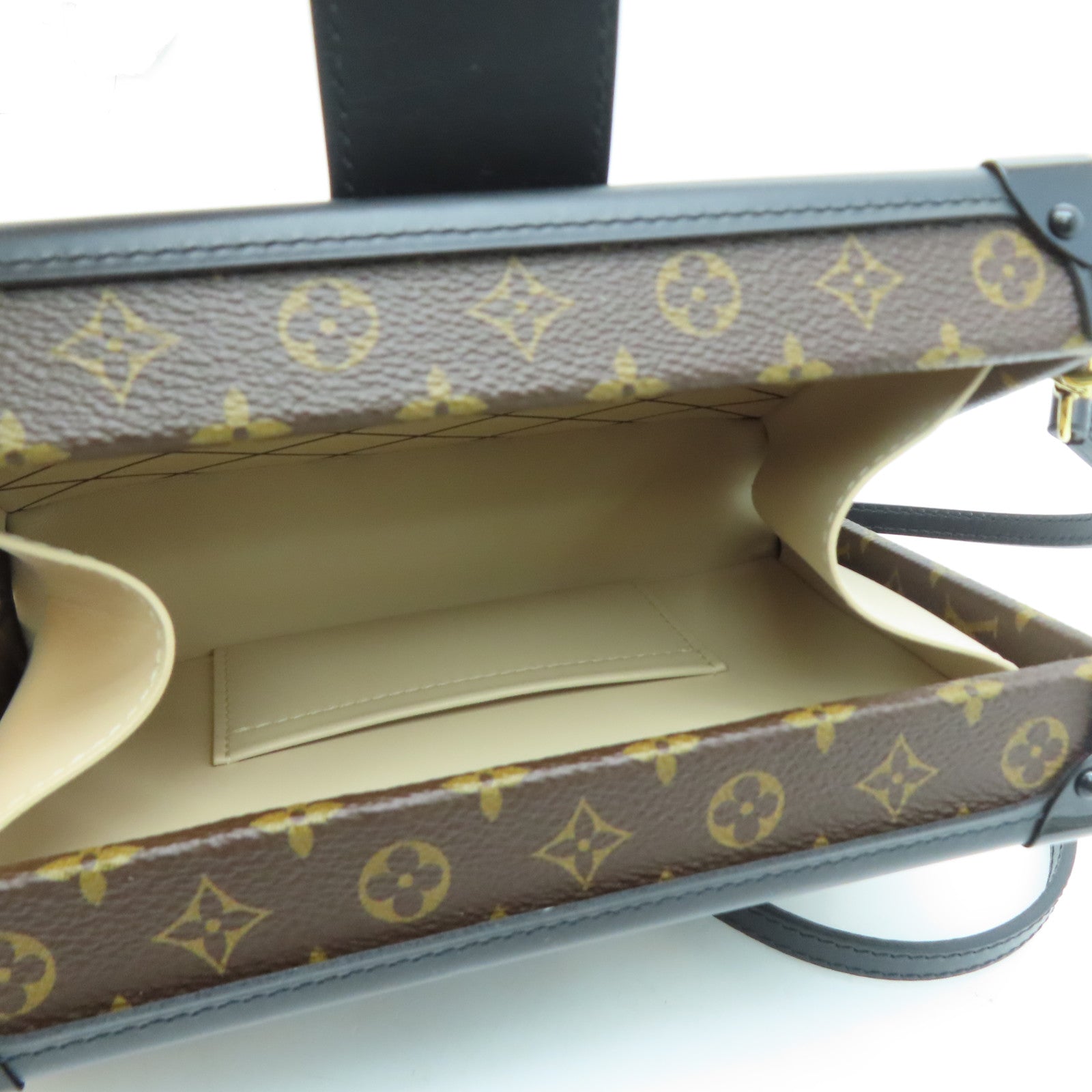 LOUIS VUITTON Monogram Petite Malle Gold Buckle Shoulder Bag Brown/Black