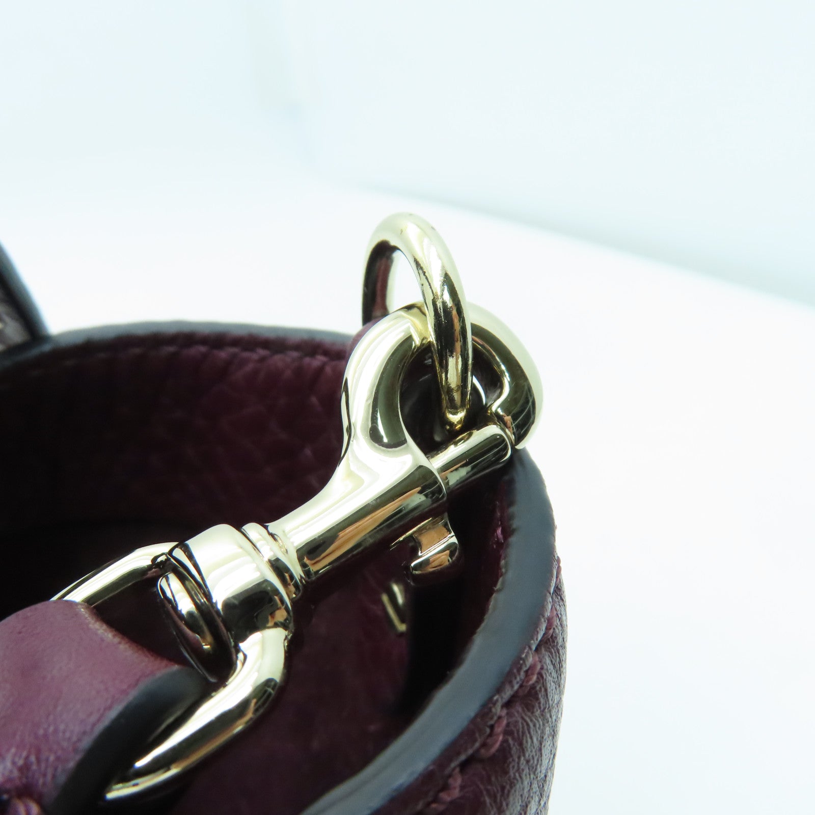 Valentino 牛皮皮革2 Way Shoulder Bag銀扣手挽肩背兩用袋深紅色