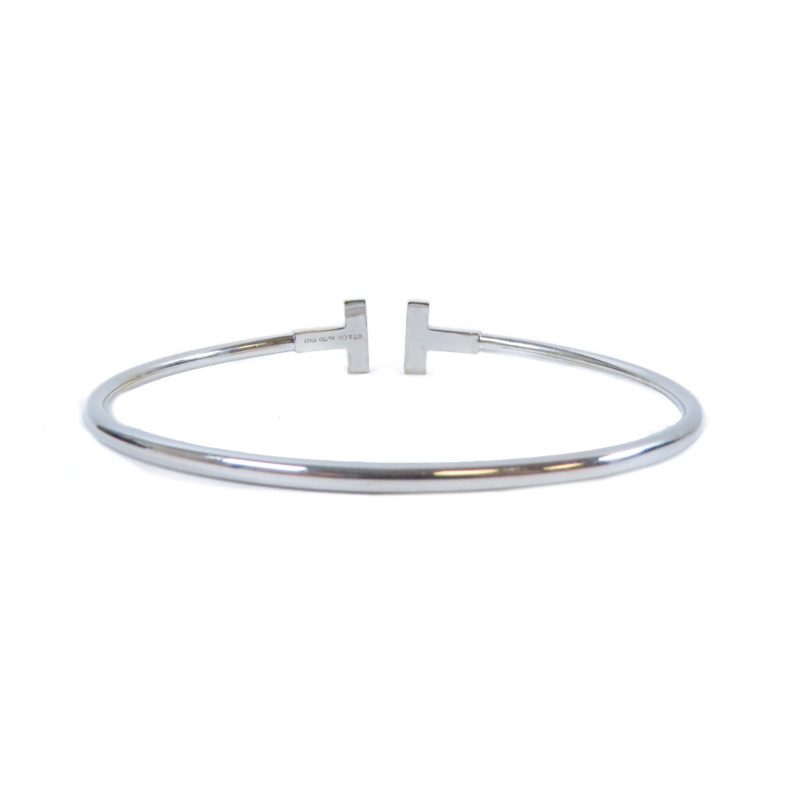 TIFFANY＆CO 18K白金T Wire手鐲銀色