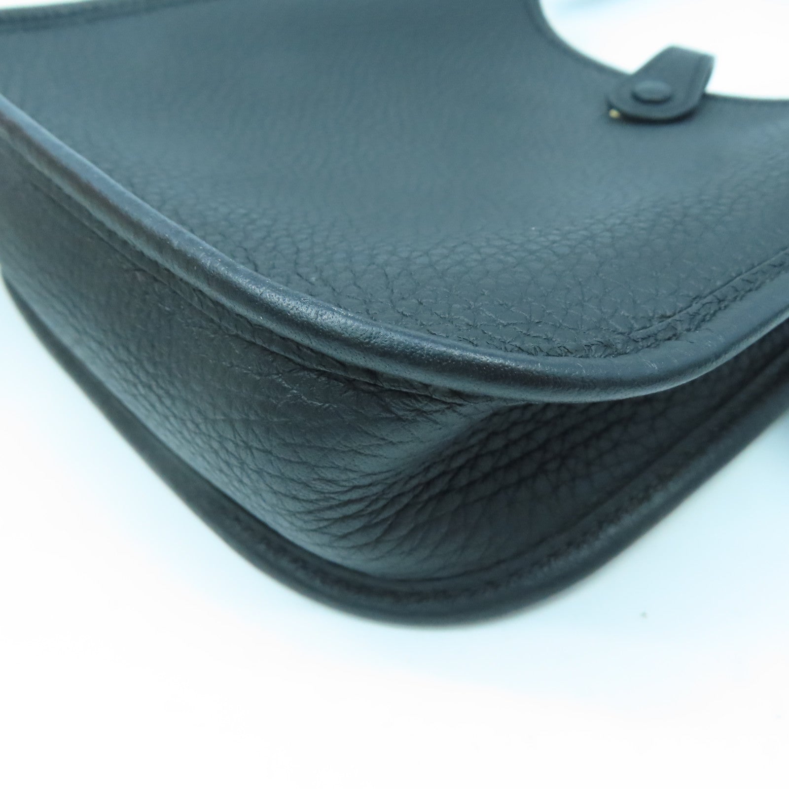 HERMES Leather Evelyne TPM Gold Buckle Shoulder Bag Black