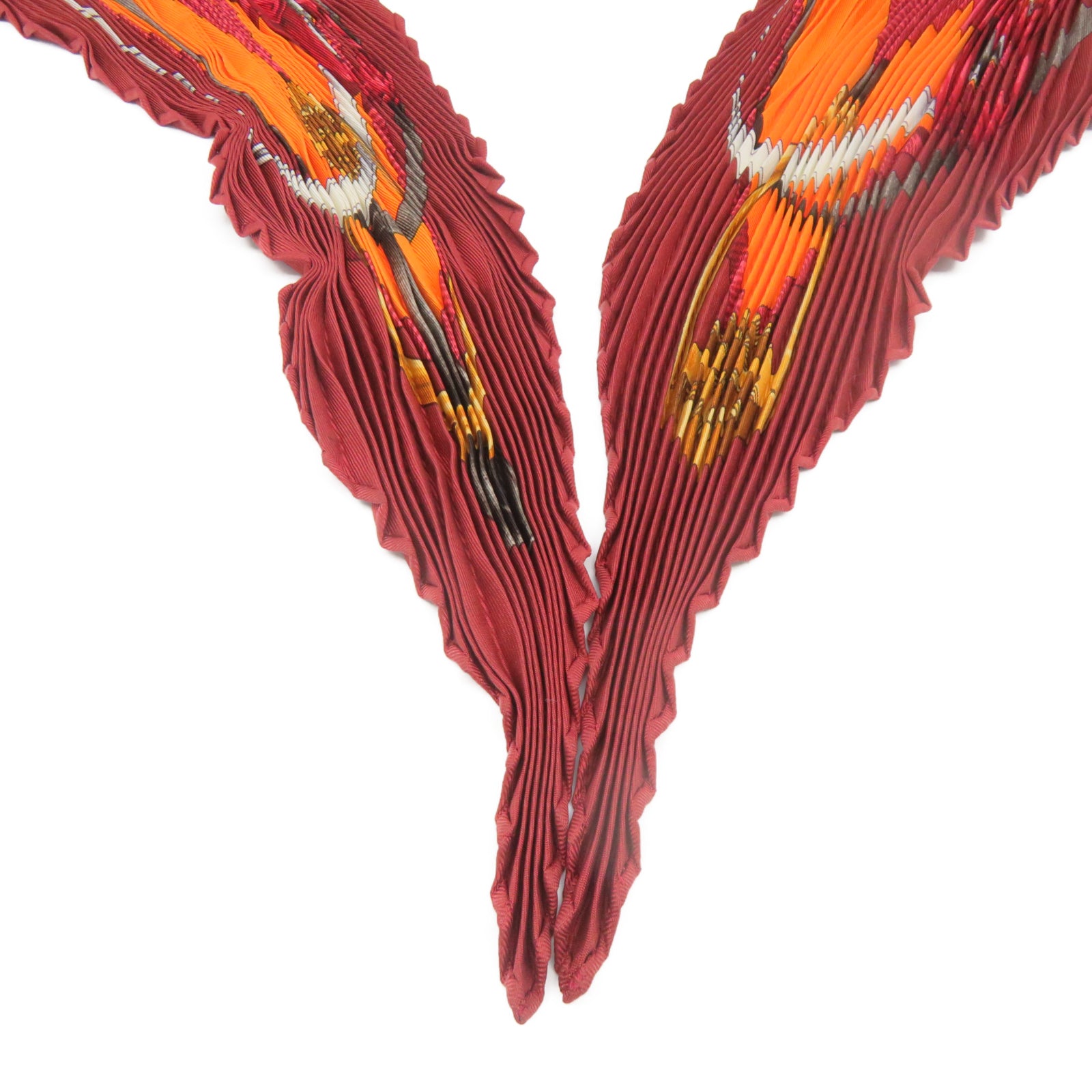 HERMES 丝质Gibiers Silk Plisse丝巾红色/橙色