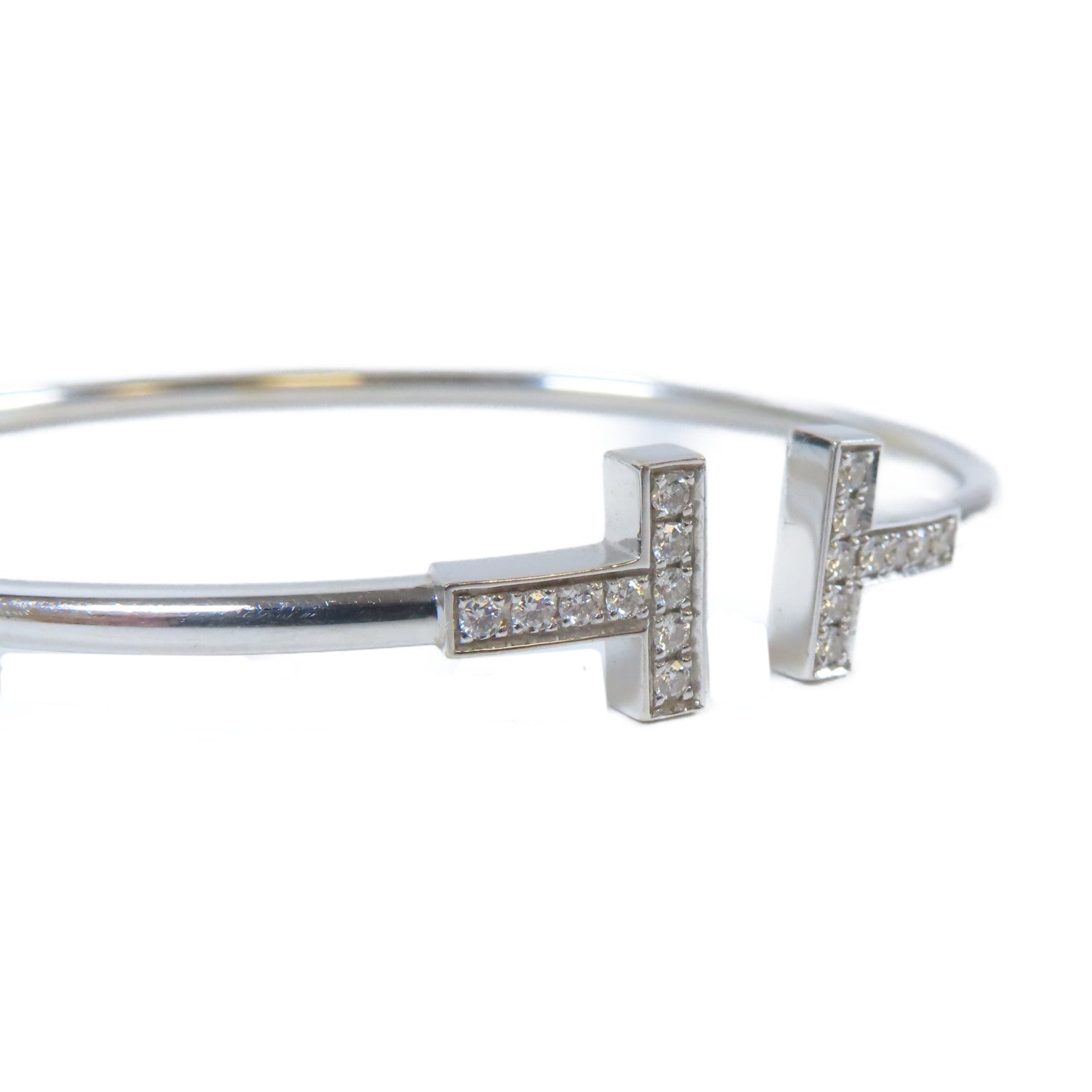 TIFFANY＆CO 18K白金T Wire手鐲銀色