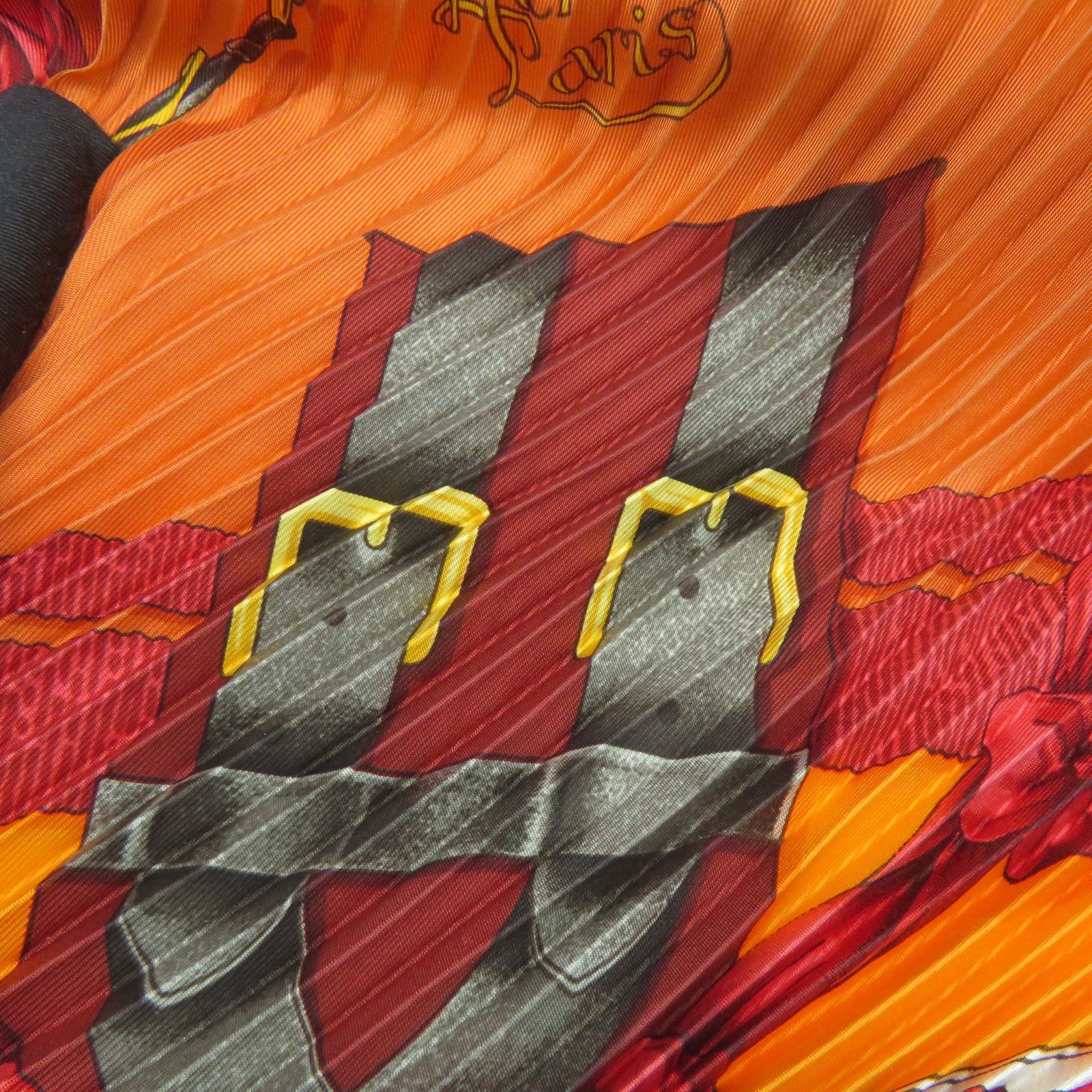 HERMES 丝质Gibiers Silk Plisse丝巾红色/橙色