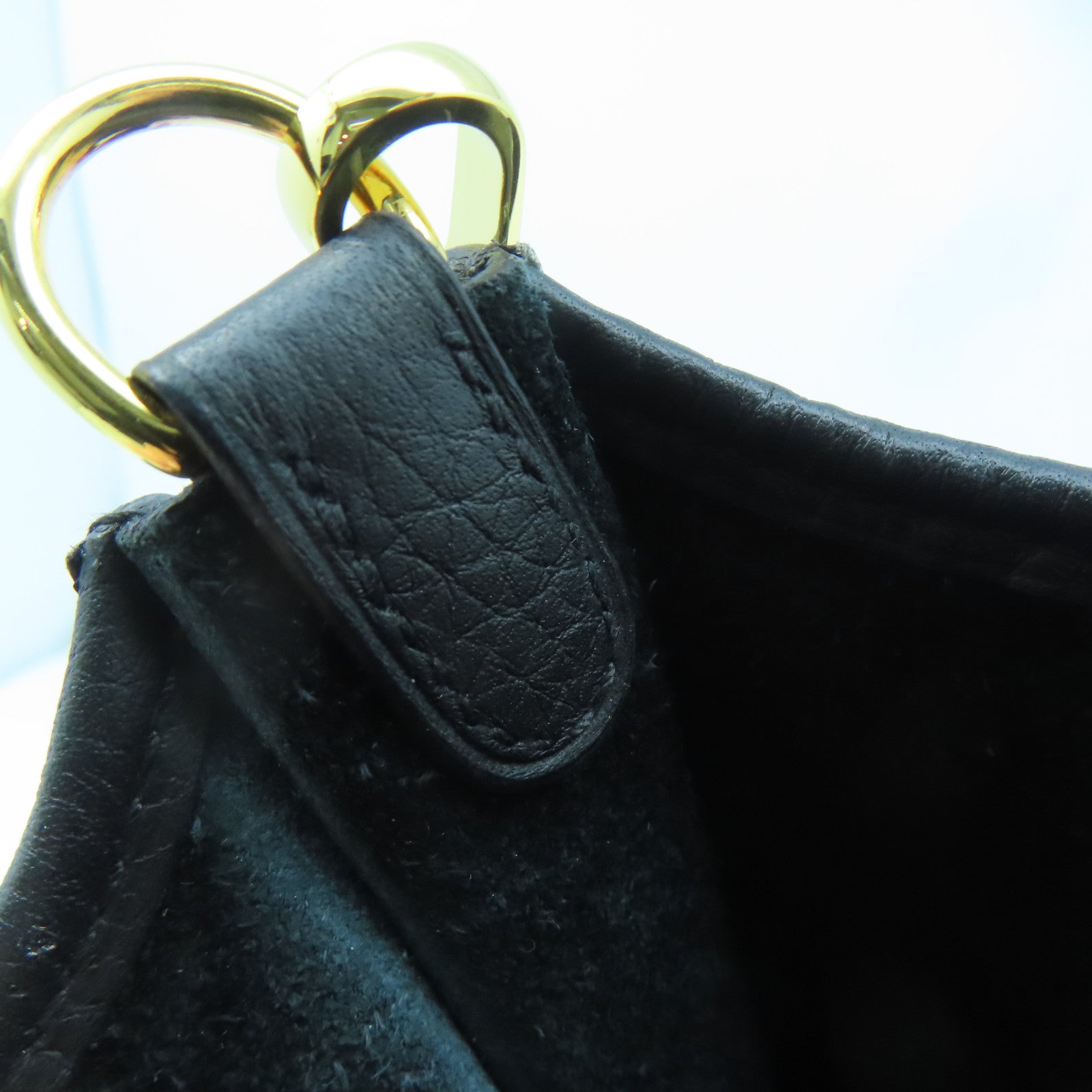 HERMES Leather Evelyne TPM Gold Buckle Shoulder Bag Black