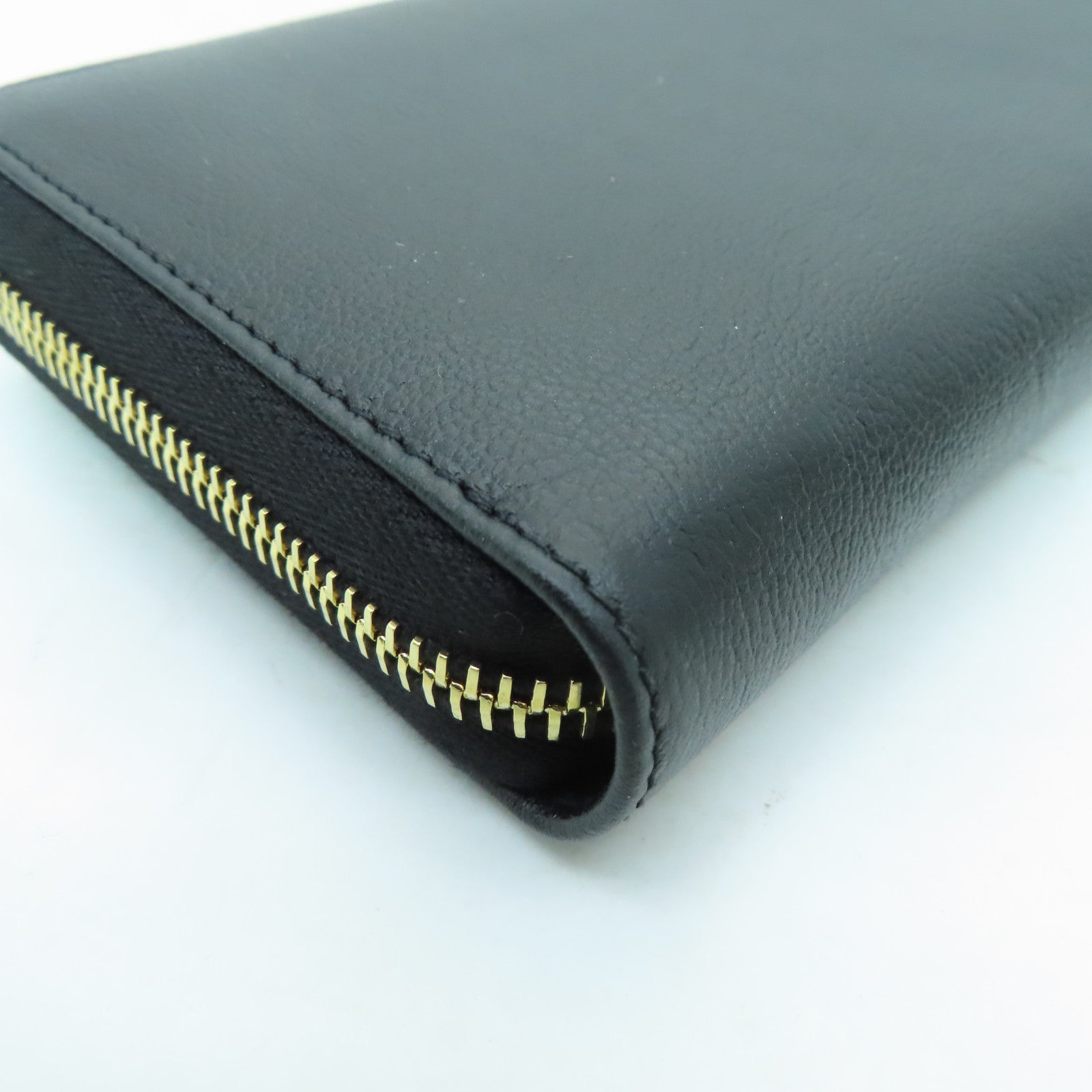 YVES SAINT LAURENT 牛皮皮革Long Wallet金扣長錢包黑色