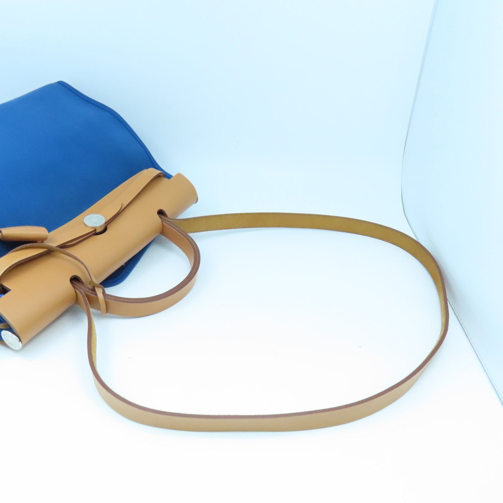 HERMES Canvas Herbag PM Silver Buckle Hand Shoulder Dual-use Bag Blue Izmir Blue