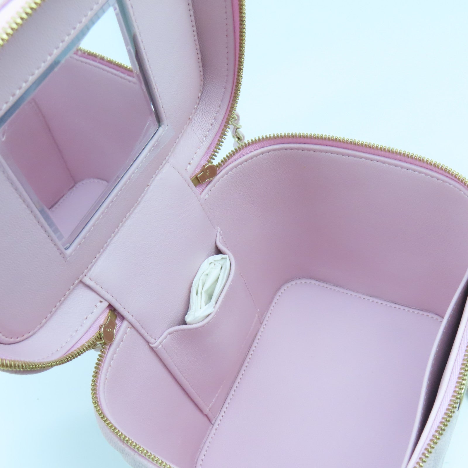 CHANEL 【激減優惠】菱格Caviar皮革Vanity Case金扣鏈帶肩背袋粉紅色