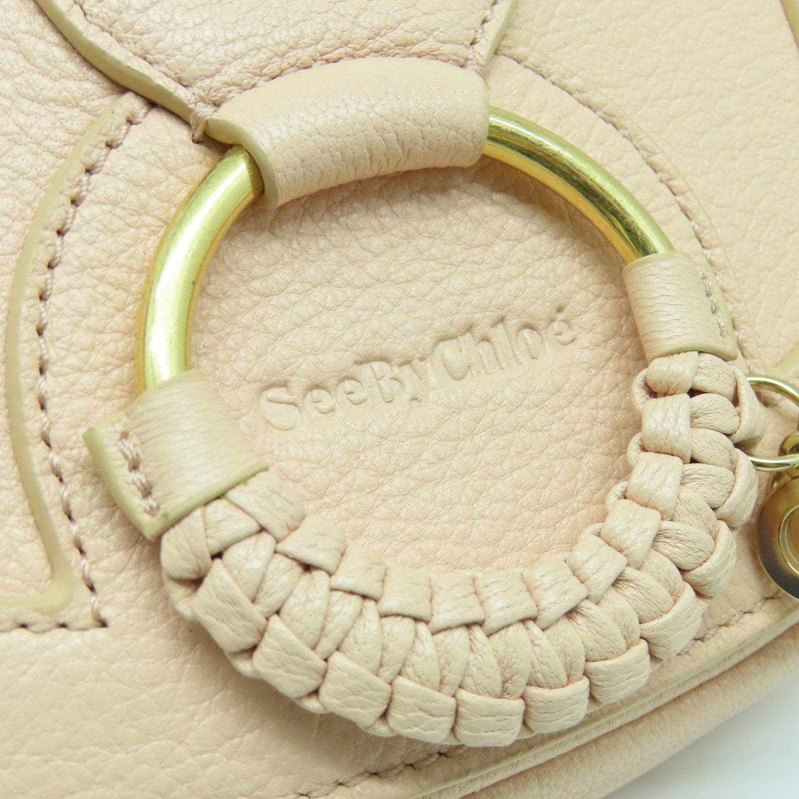 SEE BY CHLOE Leather Shoulder Bag Gold Buckle Pink