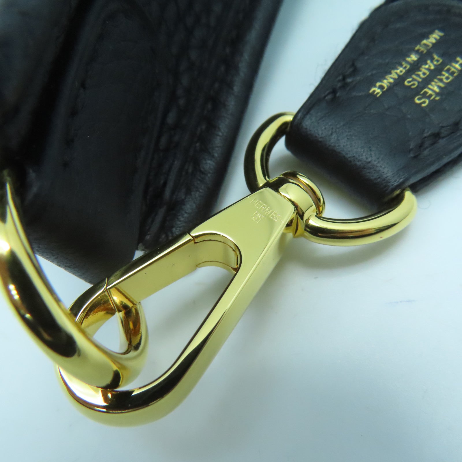 HERMES Leather Evelyne TPM Gold Buckle Shoulder Bag Black