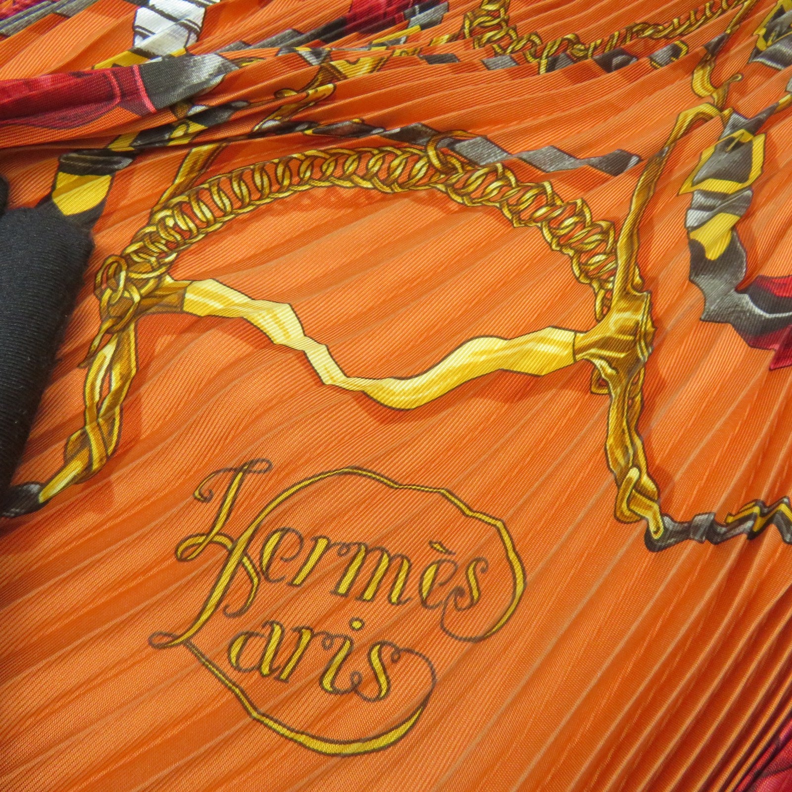 HERMES 丝质Gibiers Silk Plisse丝巾红色/橙色