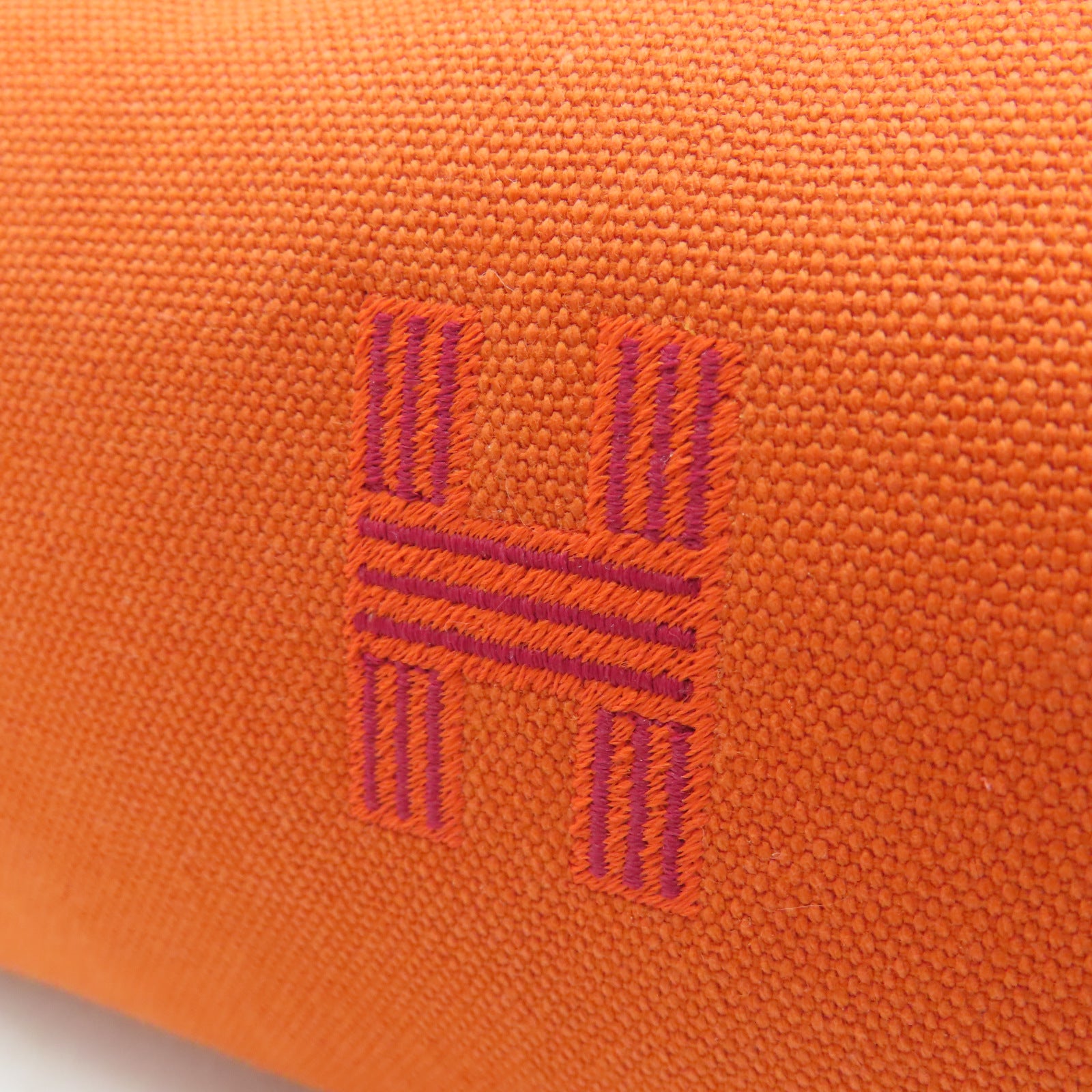HERMES 帆布Bride A Brac銀扣手挽袋橙色