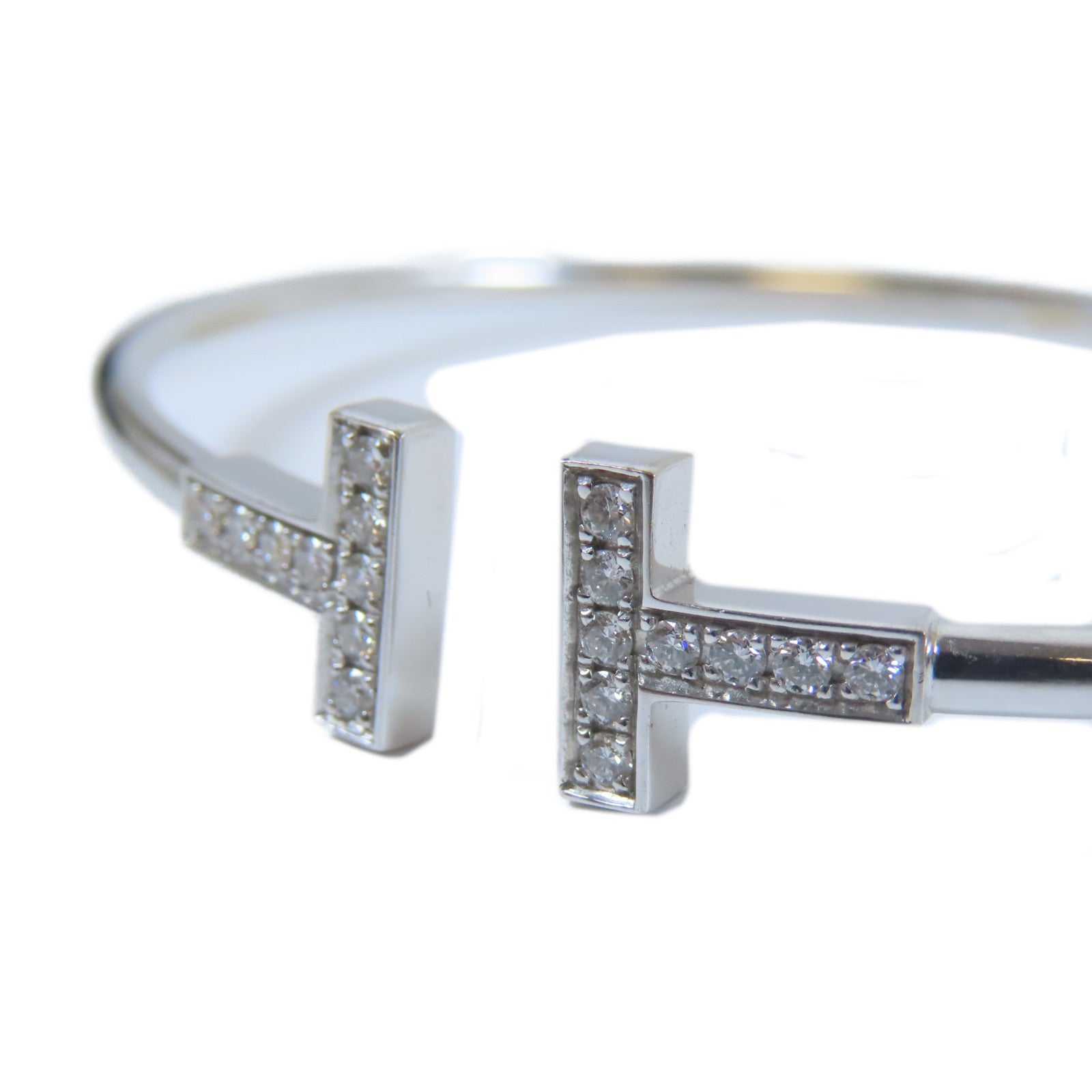 TIFFANY＆CO 18K白金T Wire手鐲銀色