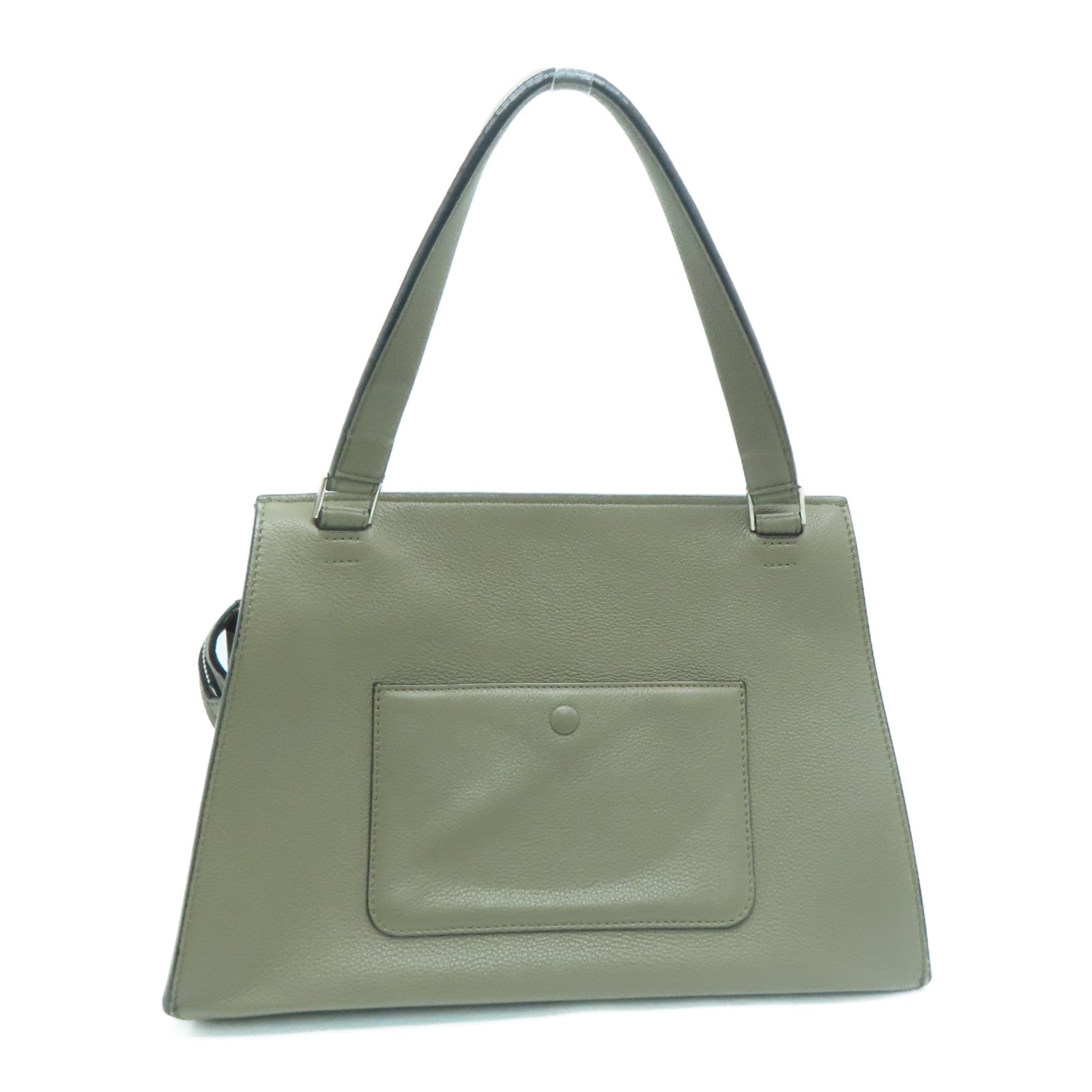 CELINE 牛皮皮革Shoulder Bag银扣肩背袋灰色
