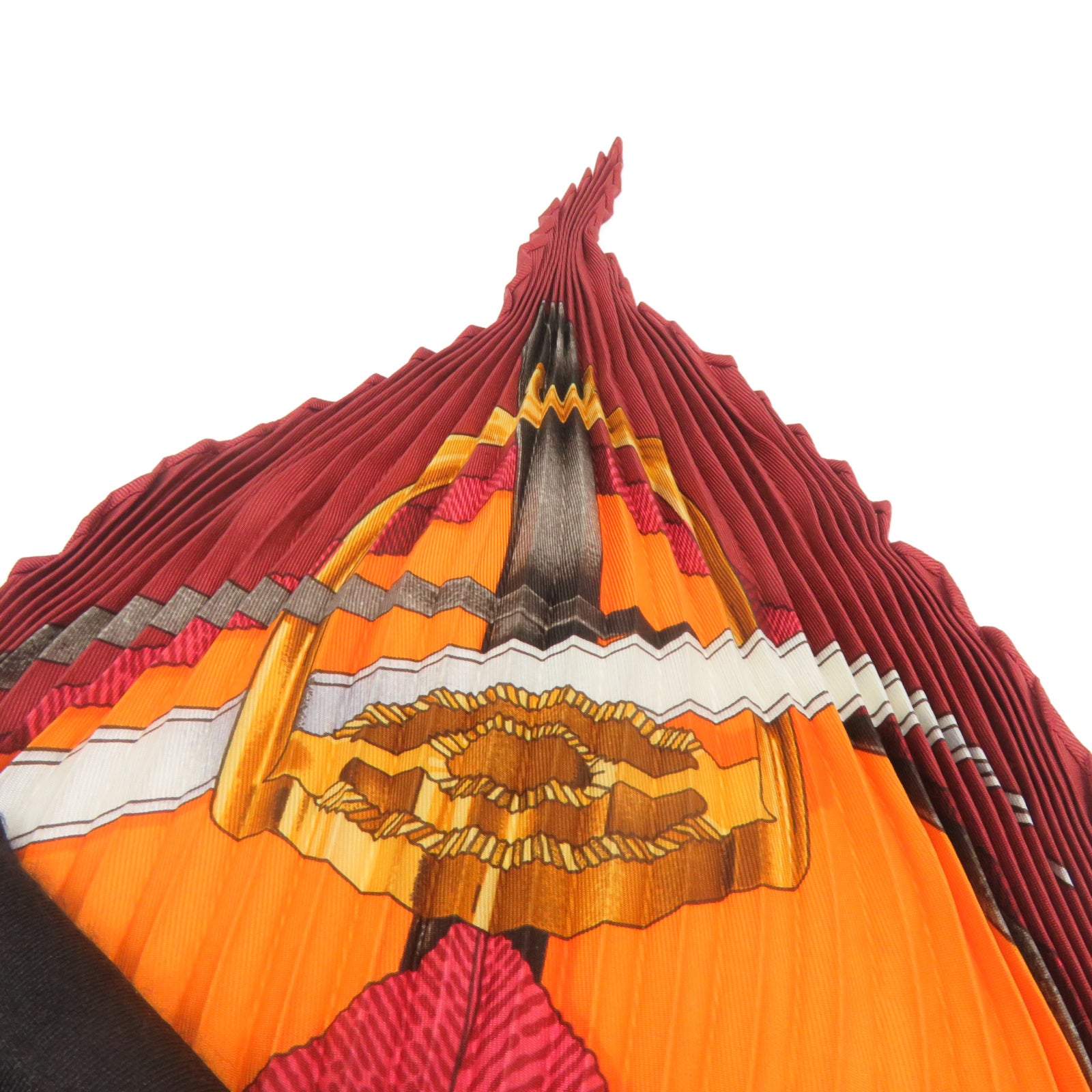 HERMES 丝质Gibiers Silk Plisse丝巾红色/橙色