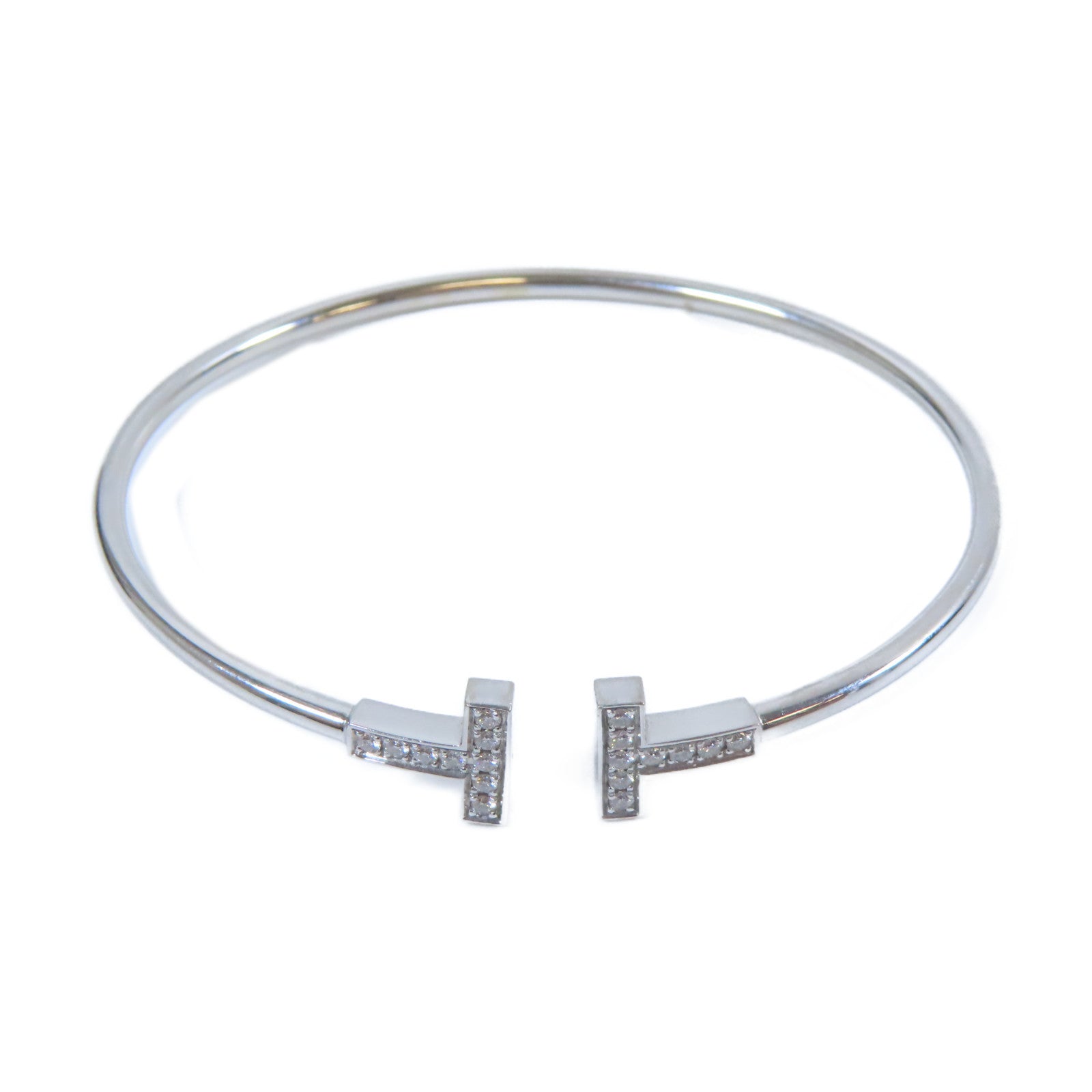 TIFFANY＆CO 18K白金T Wire手鐲銀色