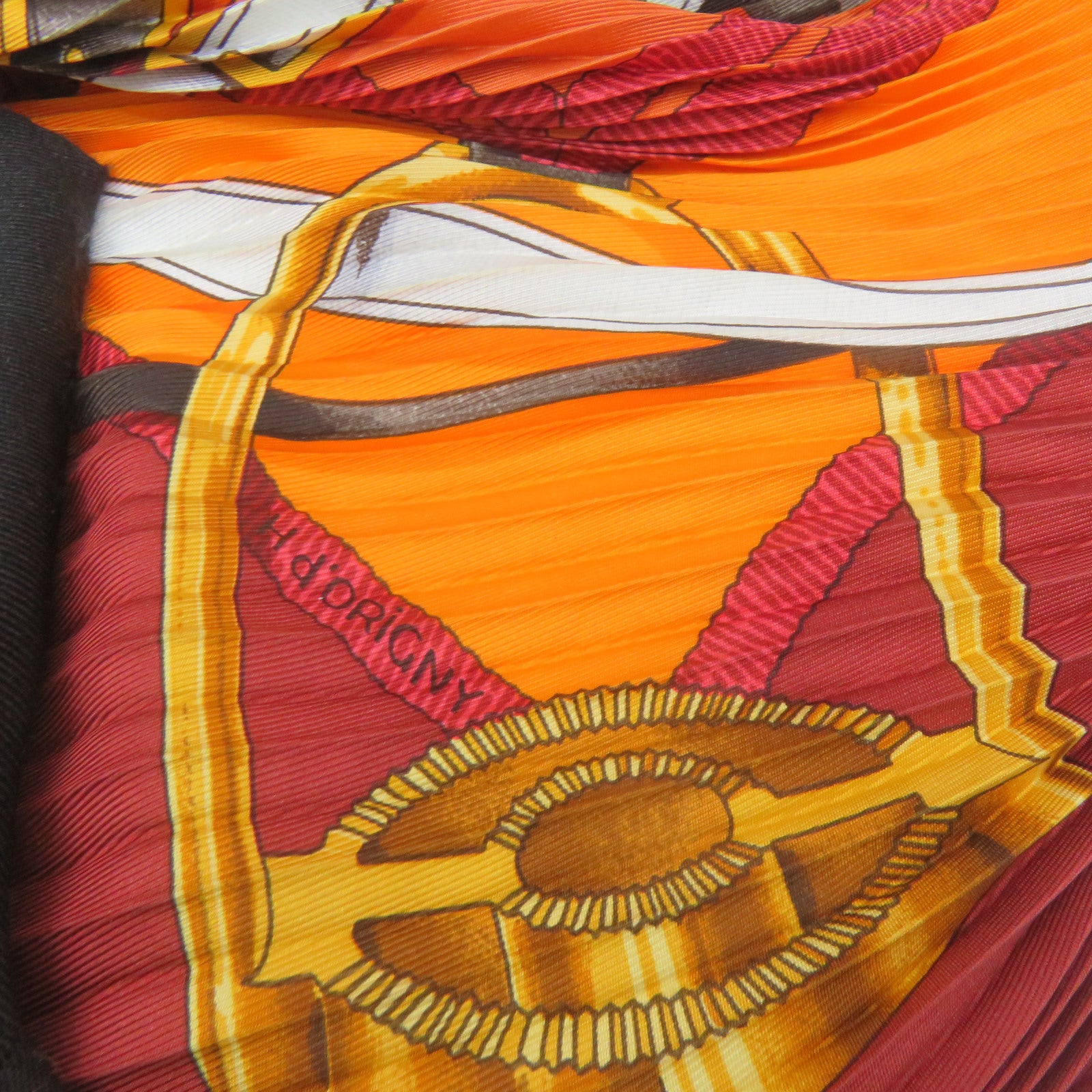 HERMES 丝质Gibiers Silk Plisse丝巾红色/橙色