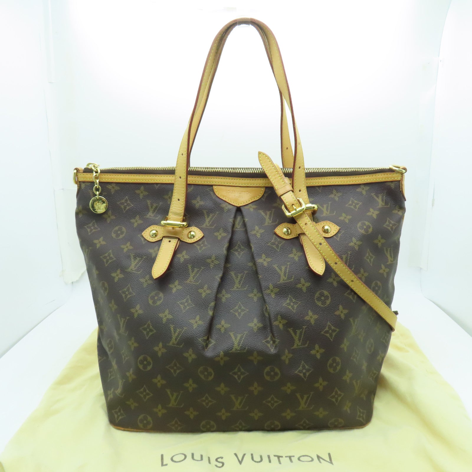 LOUIS VUITTON Monogram Palermo GM金扣手挽肩背兩用袋啡色