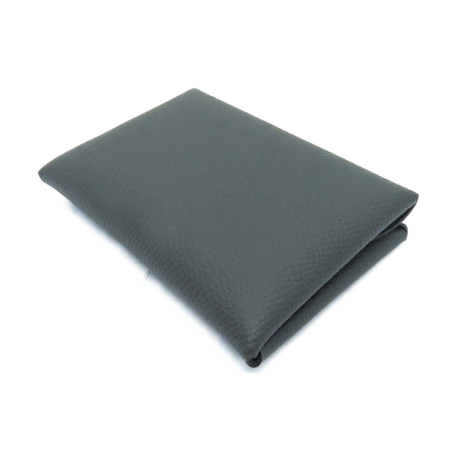 HERMES Epsom皮革Calvi Duo Card Holder銀扣卡片套灰色
