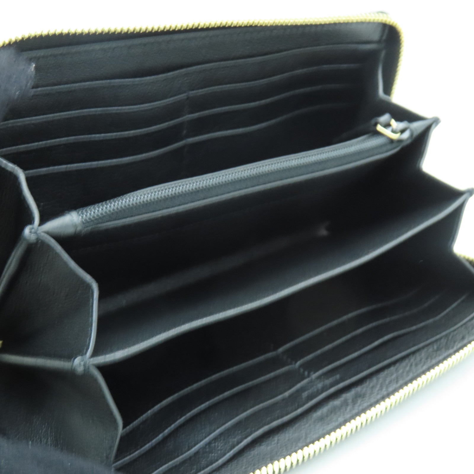 YVES SAINT LAURENT 牛皮皮革Long Wallet金扣長錢包黑色