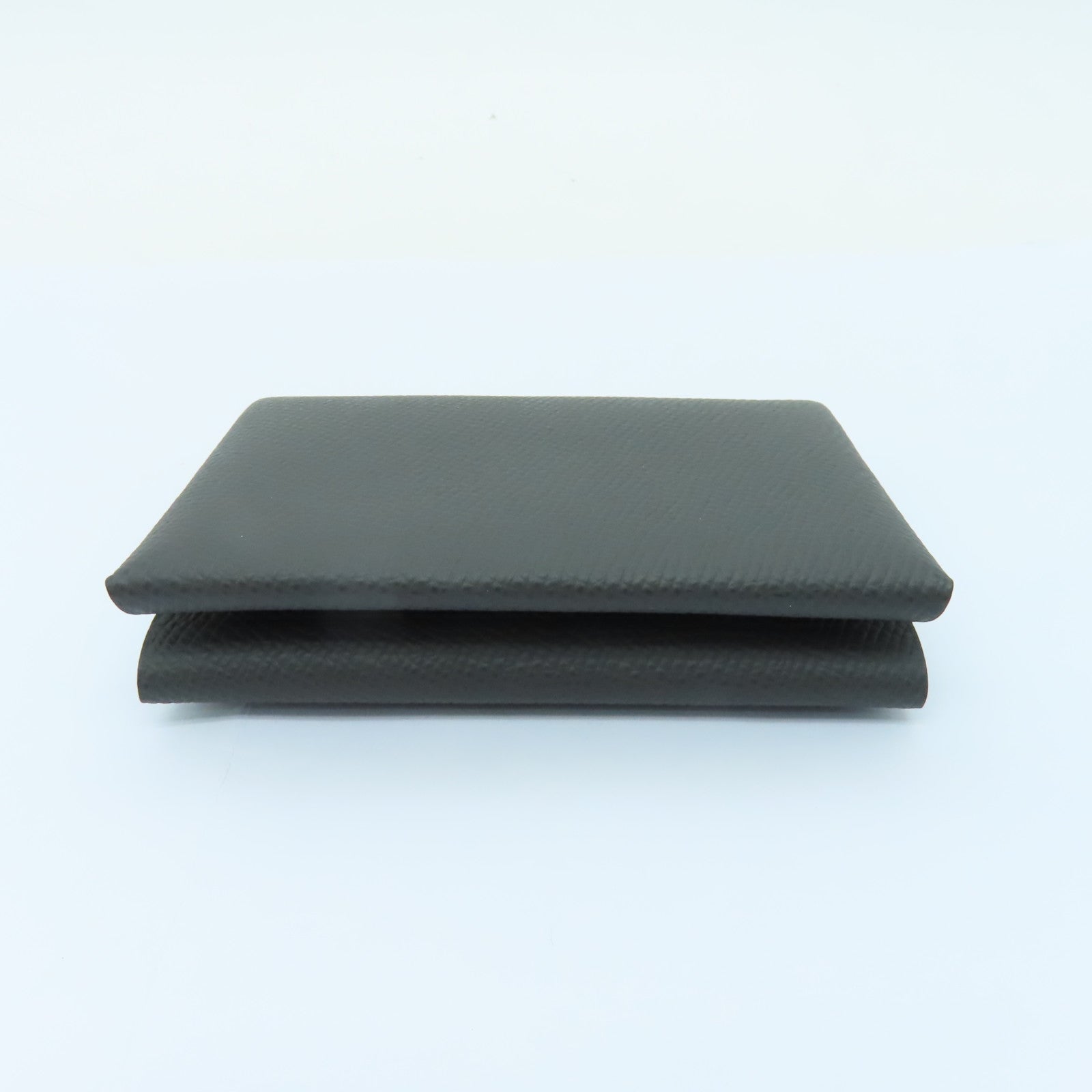 HERMES Epsom皮革Calvi Duo Card Holder銀扣卡片套灰色