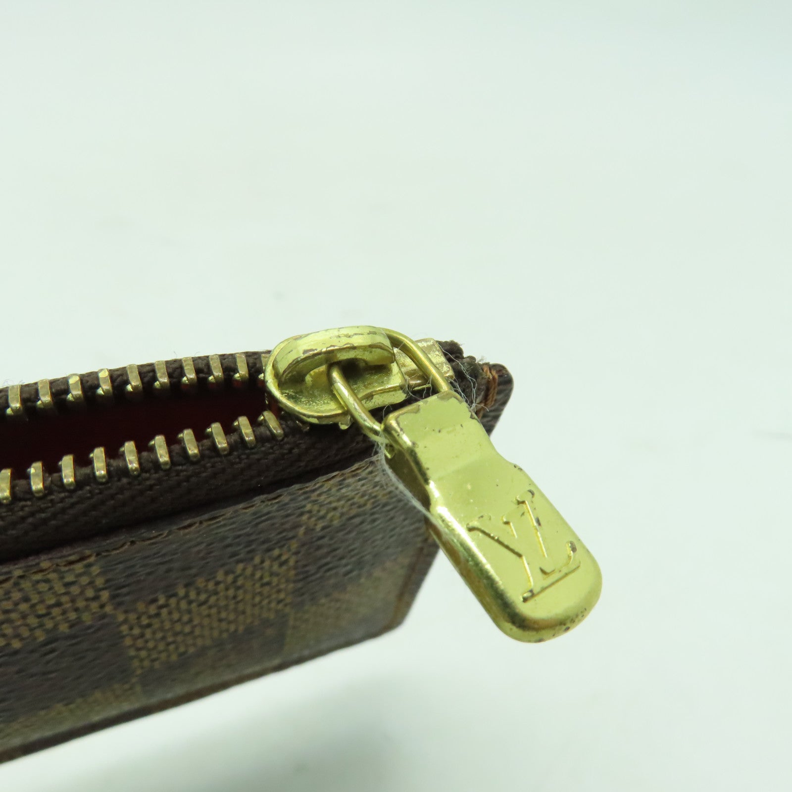 LOUIS VUITTON Damier China Run Key Pouch金扣鎖匙包啡色