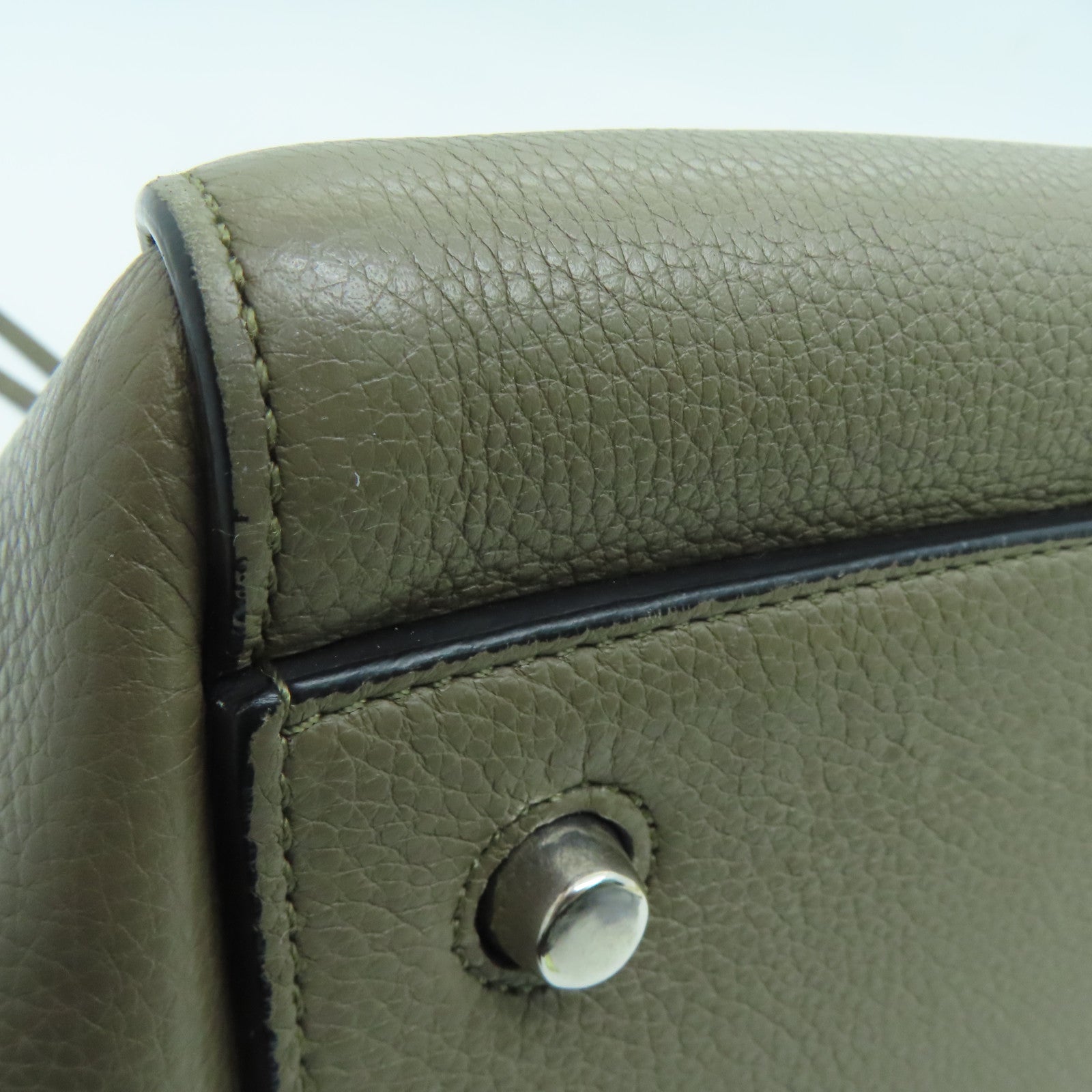 CELINE 牛皮皮革Shoulder Bag银扣肩背袋灰色