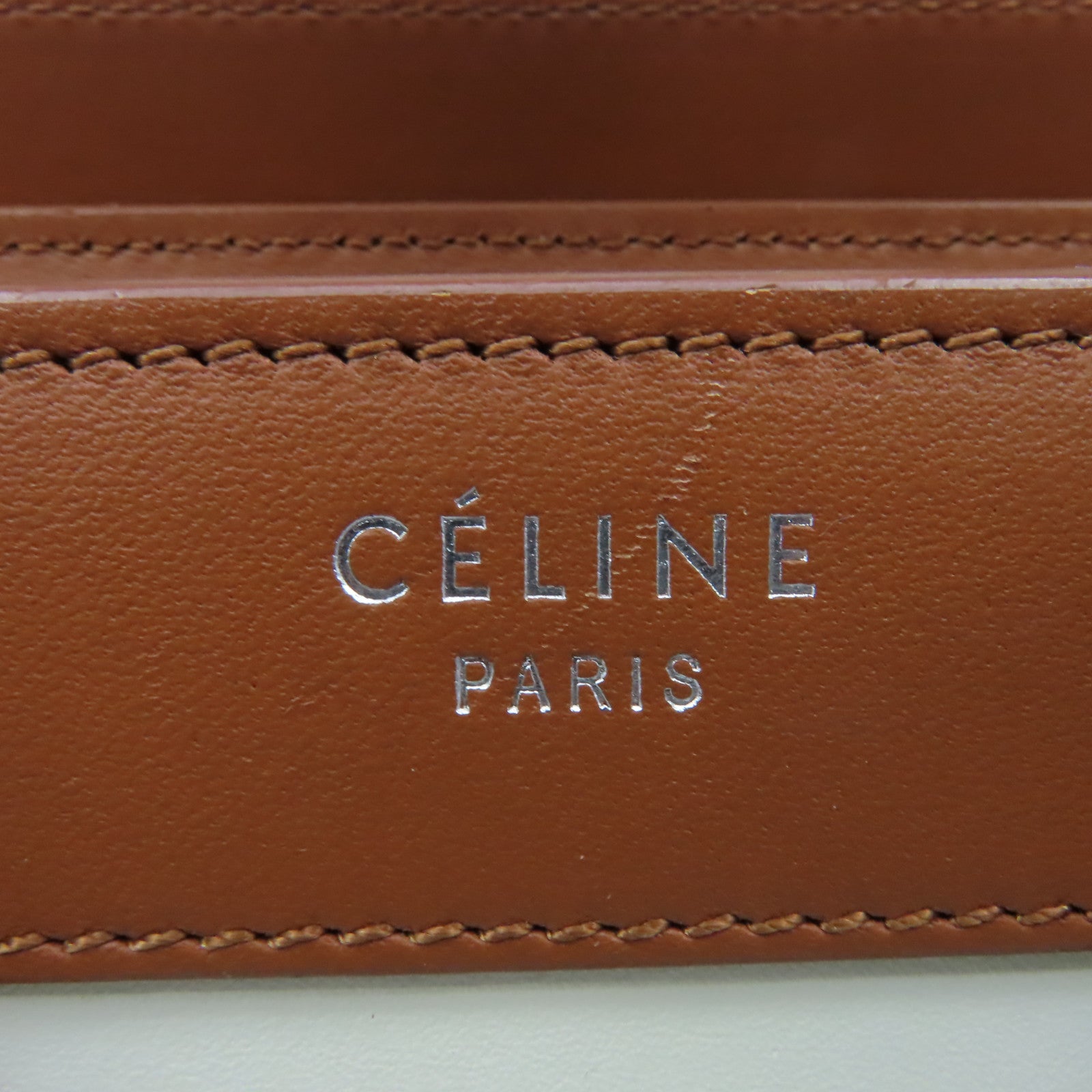 CELINE 牛皮皮革Nano Luggage 2Way Shoulder Bag手挽肩背兩用袋米白色/啡色