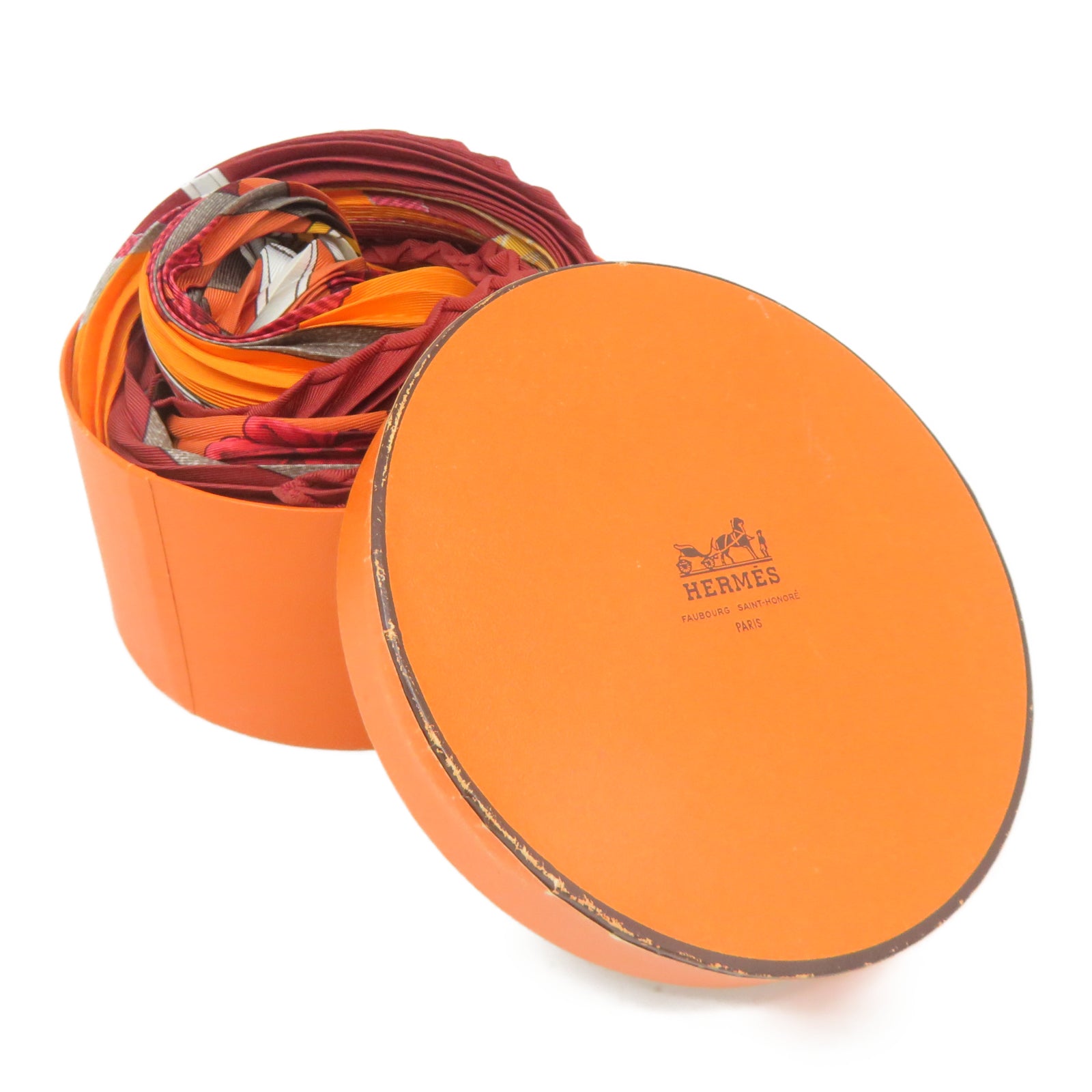 HERMES 丝质Gibiers Silk Plisse丝巾红色/橙色