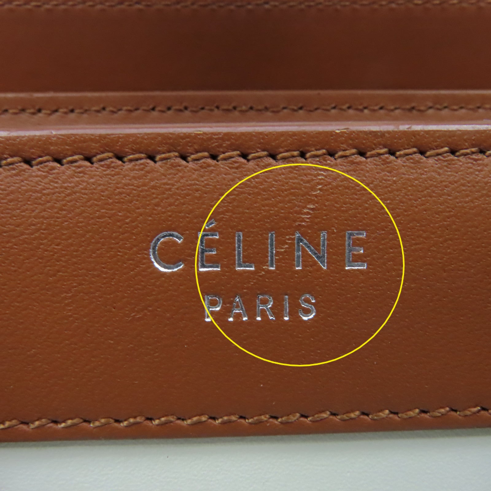 CELINE 牛皮皮革Nano Luggage 2Way Shoulder Bag手挽肩背兩用袋米白色/啡色