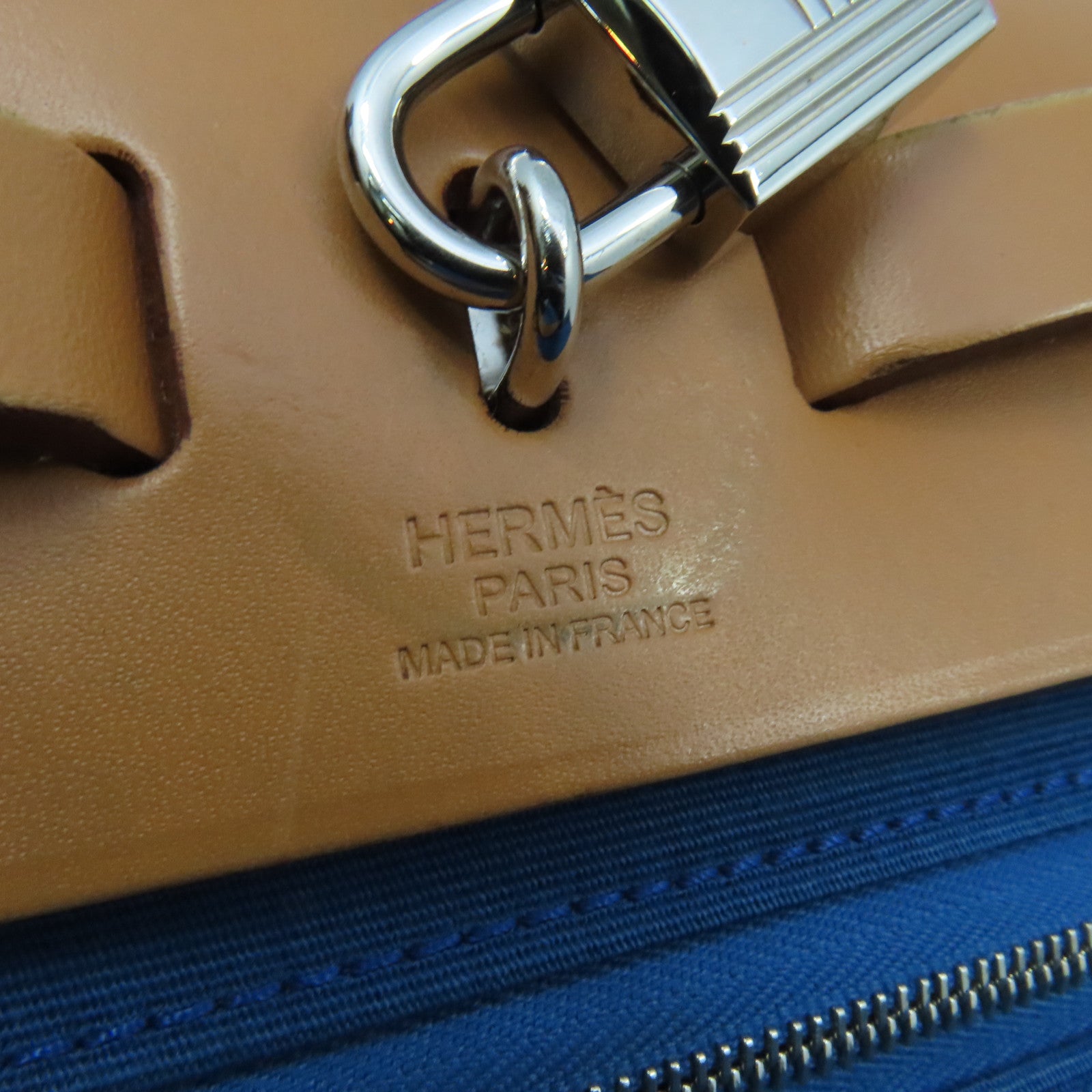 HERMES Canvas Herbag PM Silver Buckle Hand Shoulder Dual-use Bag Blue Izmir Blue