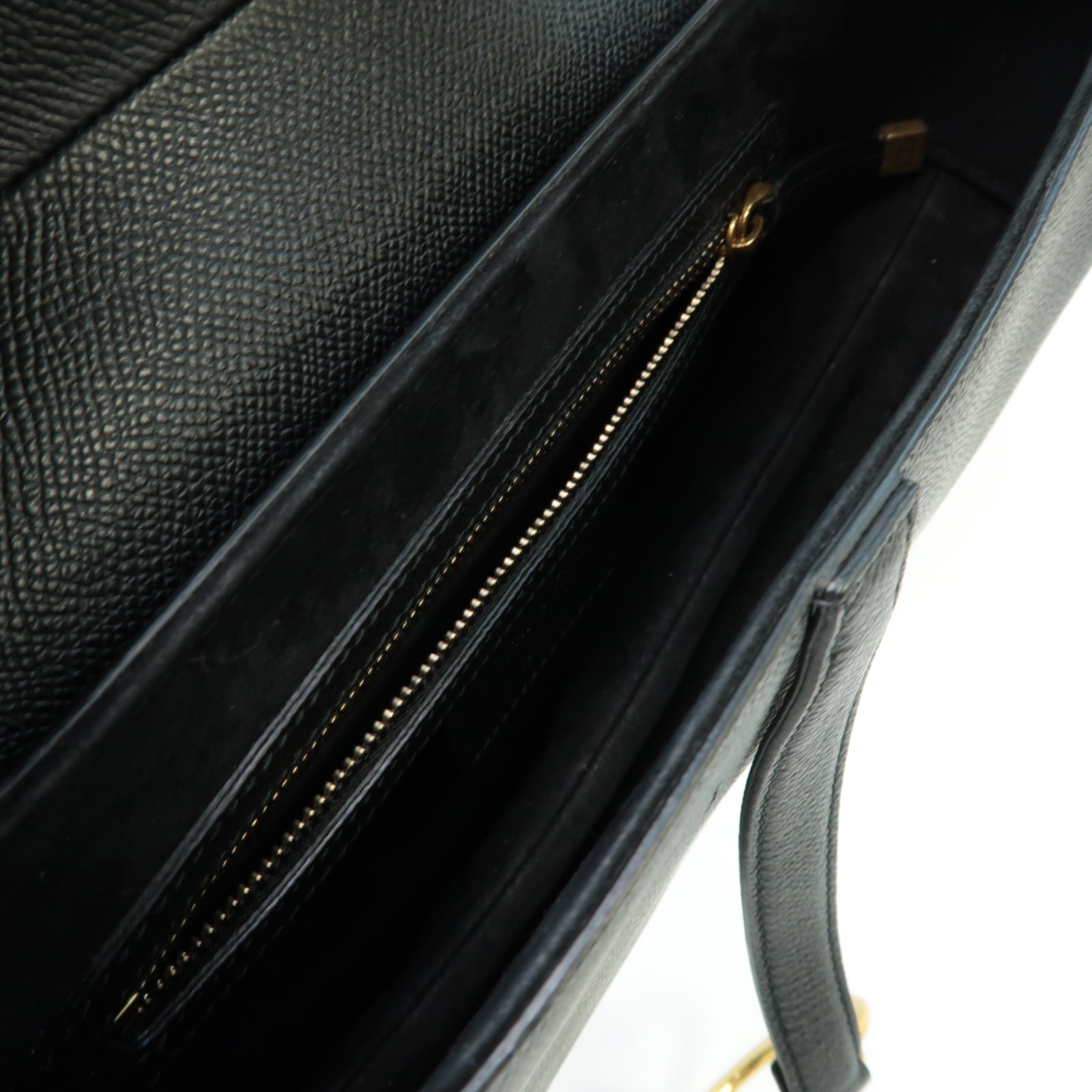 Dior 牛皮皮革Saddle Bag金扣手挽袋黒色