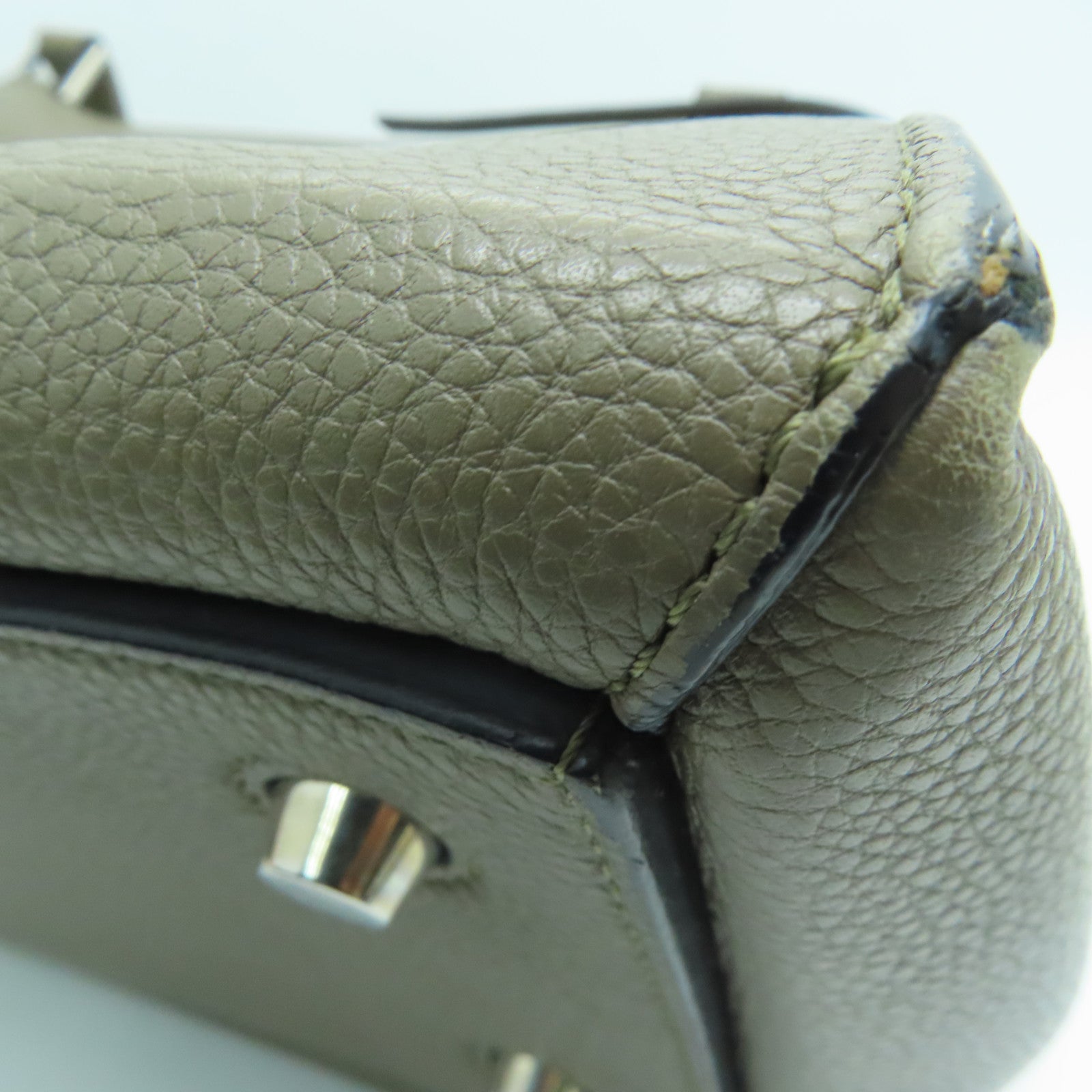 CELINE 牛皮皮革Shoulder Bag银扣肩背袋灰色