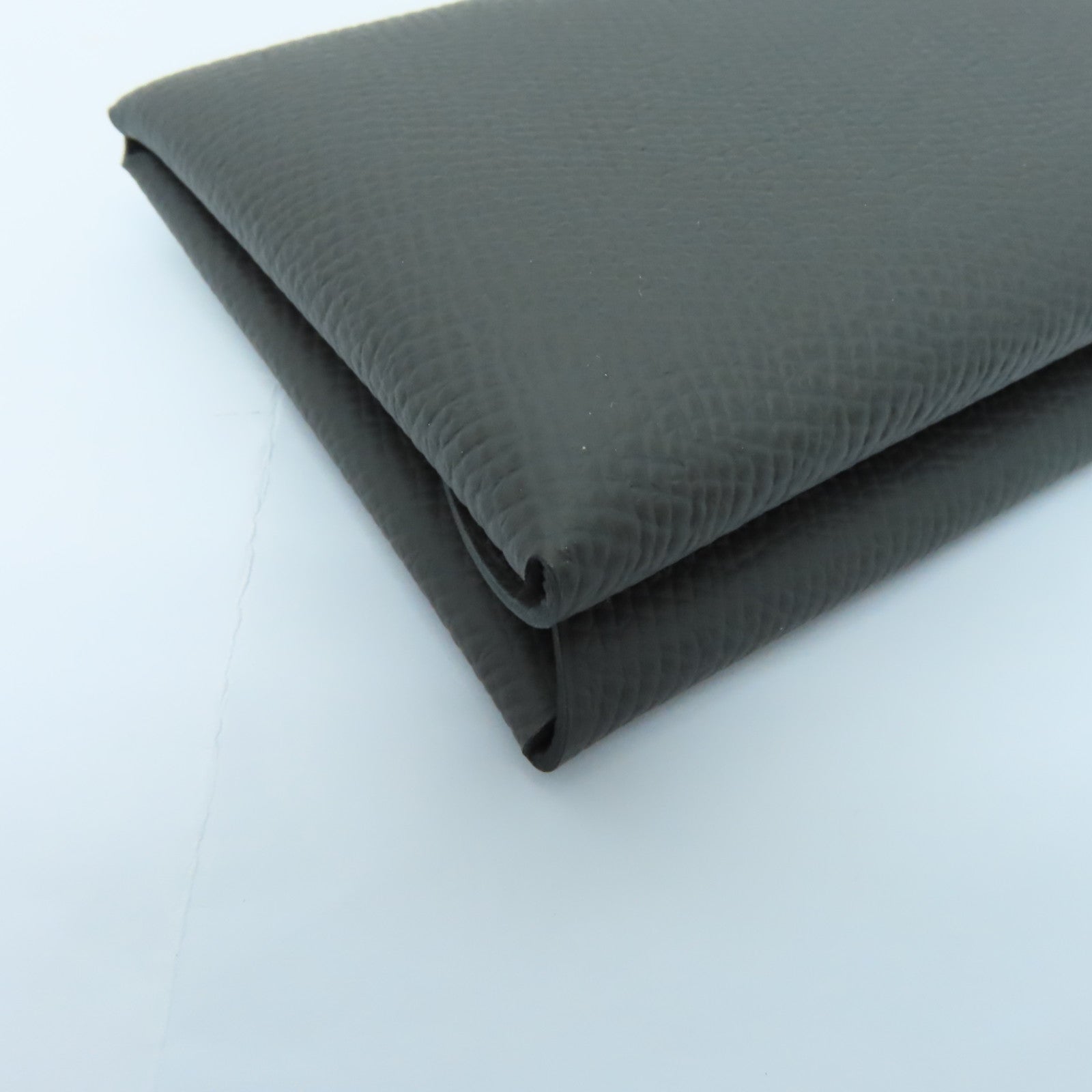 HERMES Epsom皮革Calvi Duo Card Holder銀扣卡片套灰色