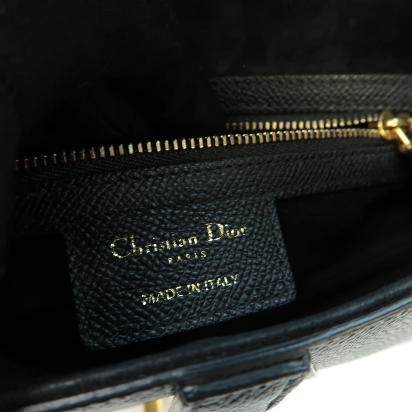 Dior 牛皮皮革Saddle Bag金扣手挽袋黒色
