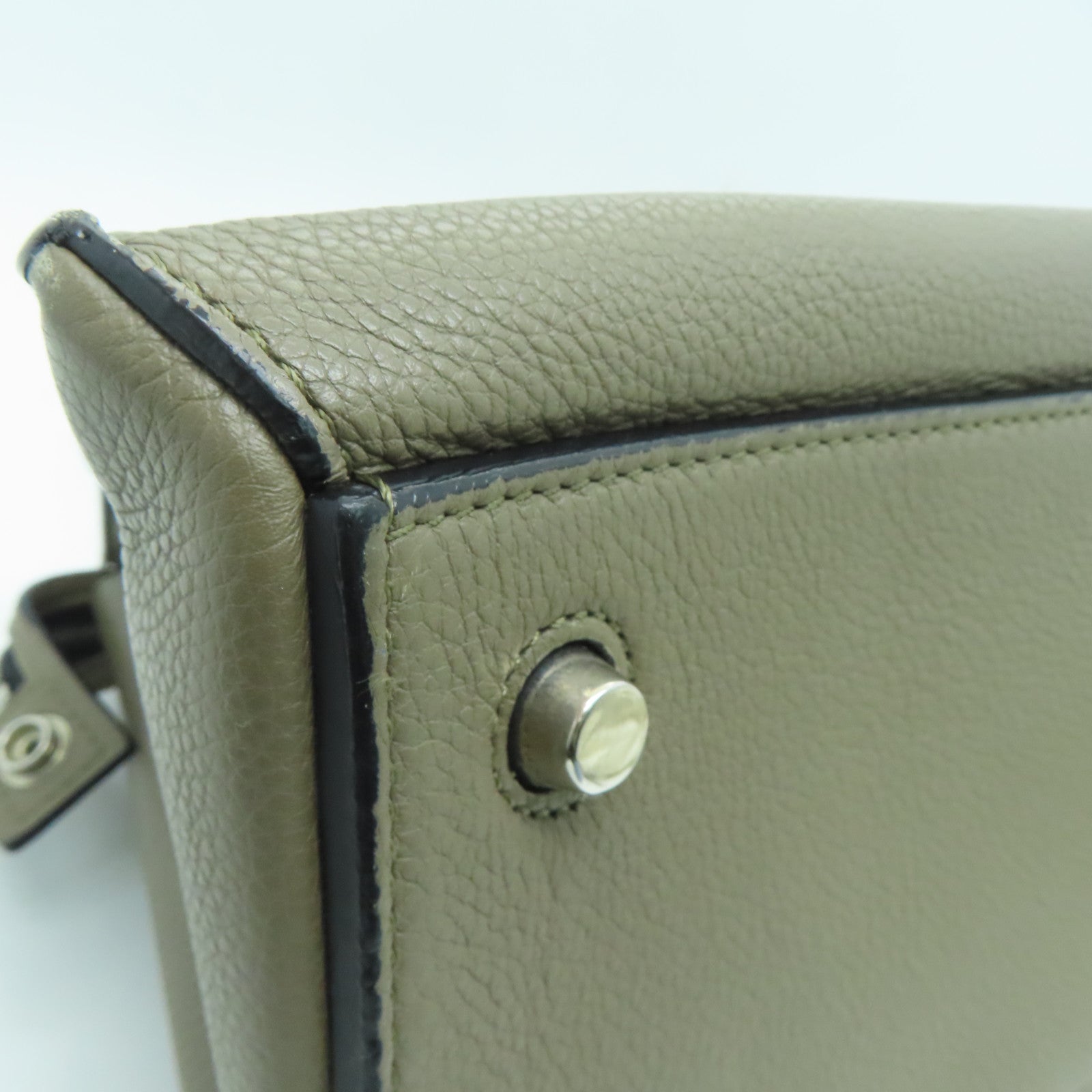 CELINE 牛皮皮革Shoulder Bag银扣肩背袋灰色