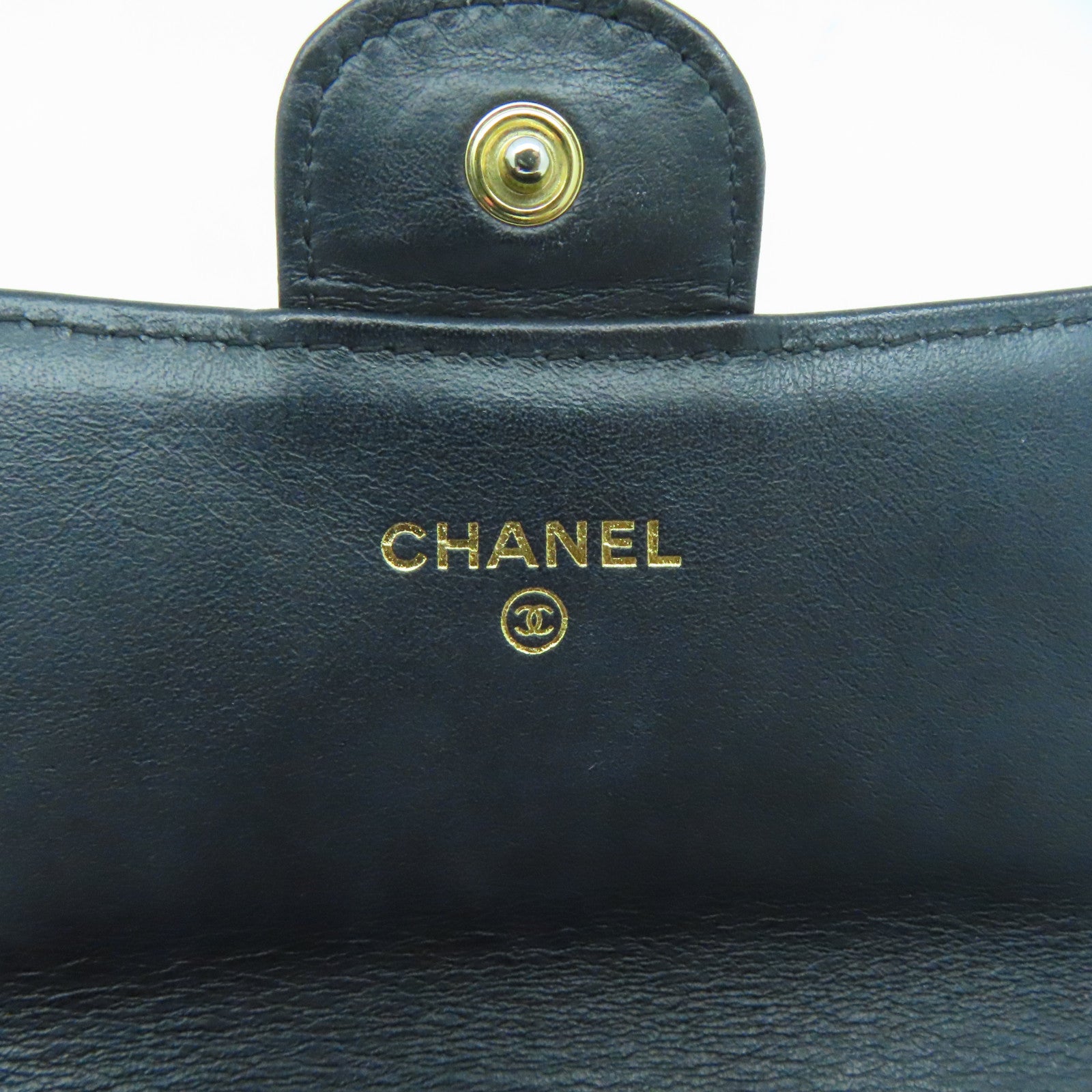 CHANEL 菱格牛皮皮革Long Wallet銀扣黑色
