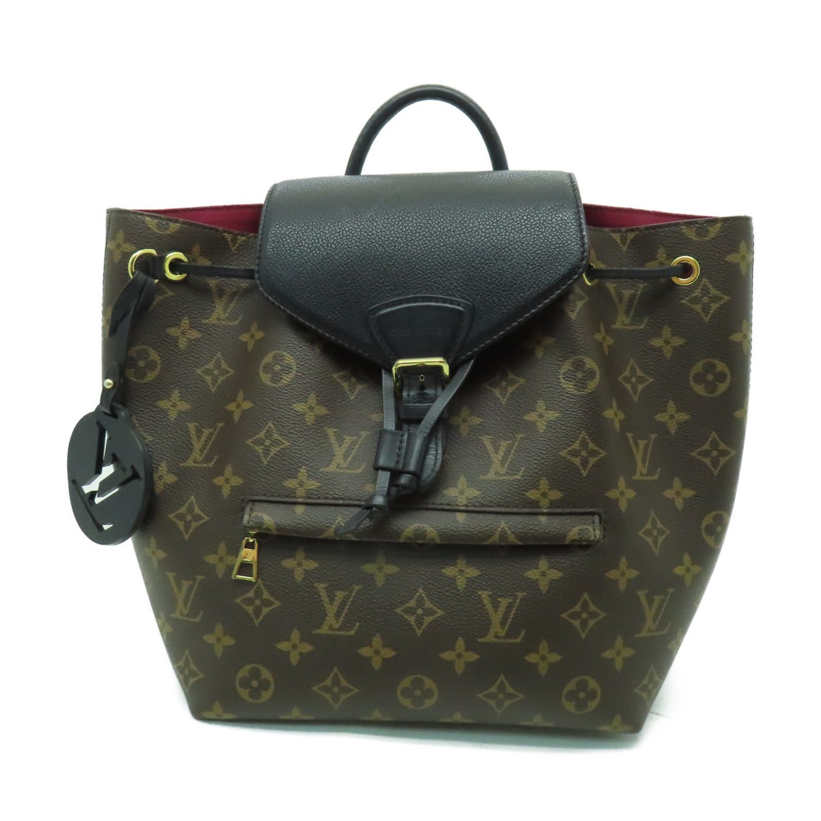 LOUIS VUITTON Monogram Montsouris PM金扣背包啡色/黑色