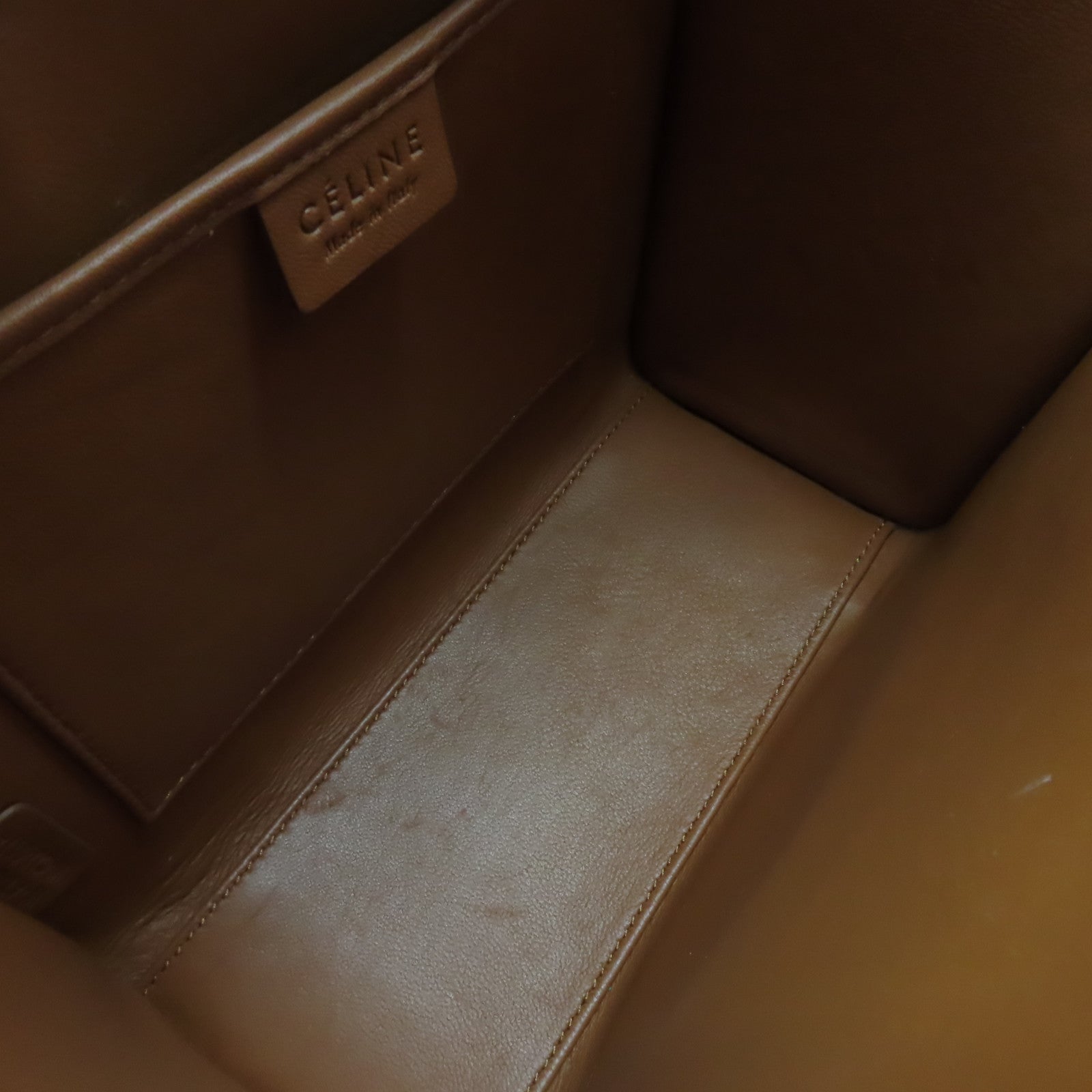CELINE 牛皮皮革Nano Luggage 2Way Shoulder Bag手挽肩背兩用袋米白色/啡色