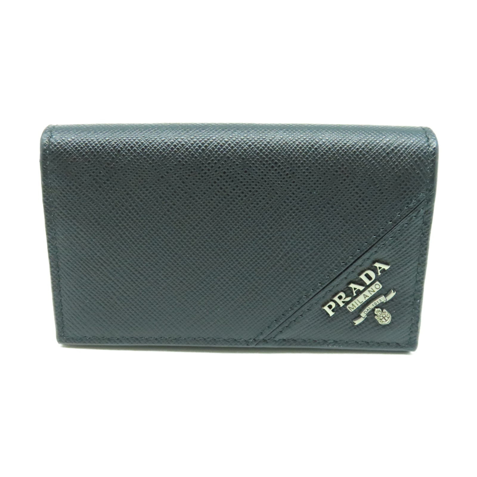 PRADA Saffiano皮革Card Case金扣卡片包黑色