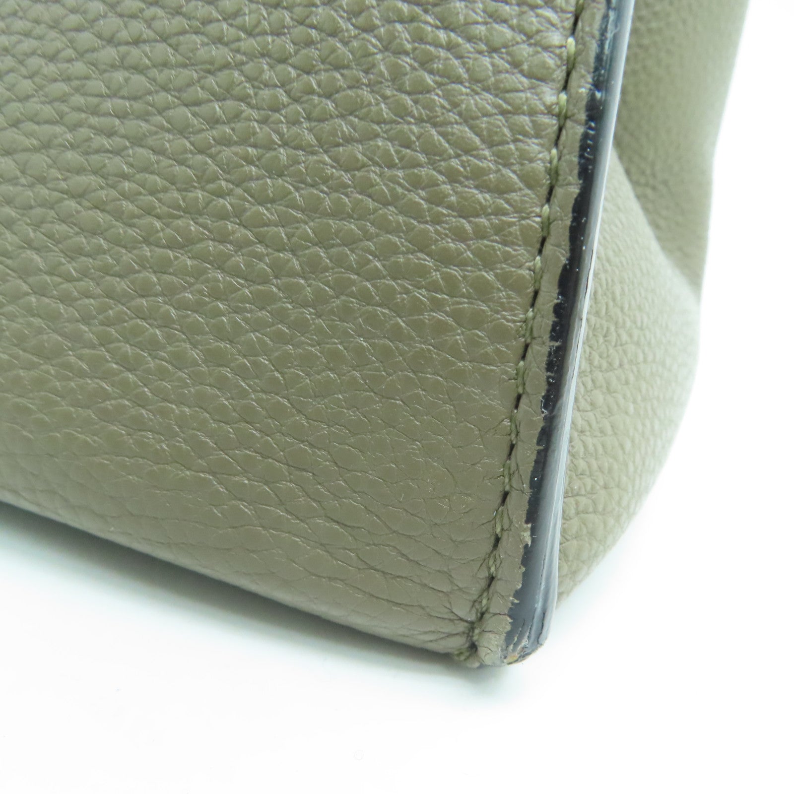 CELINE 牛皮皮革Shoulder Bag银扣肩背袋灰色