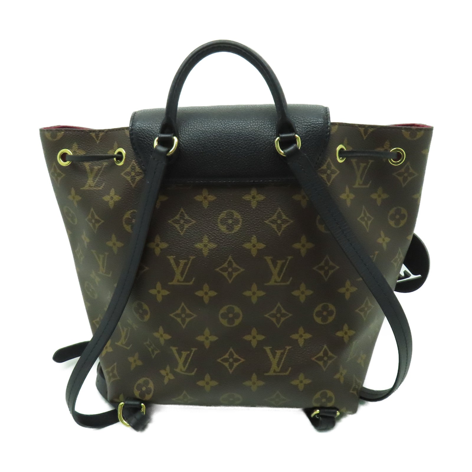LOUIS VUITTON Monogram Montsouris PM金扣背包啡色/黑色